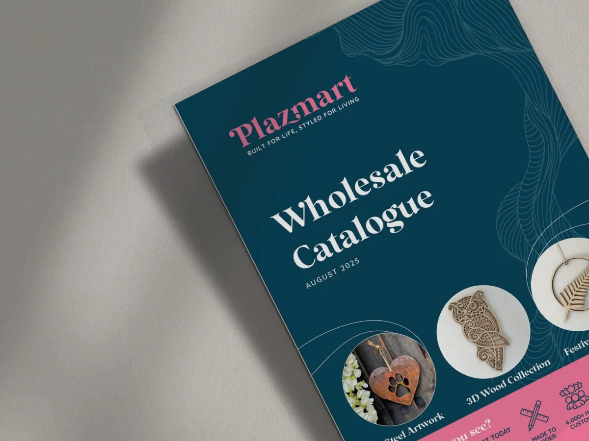 Retail product catalogue design and print production featuring structured product information and pricing layouts.