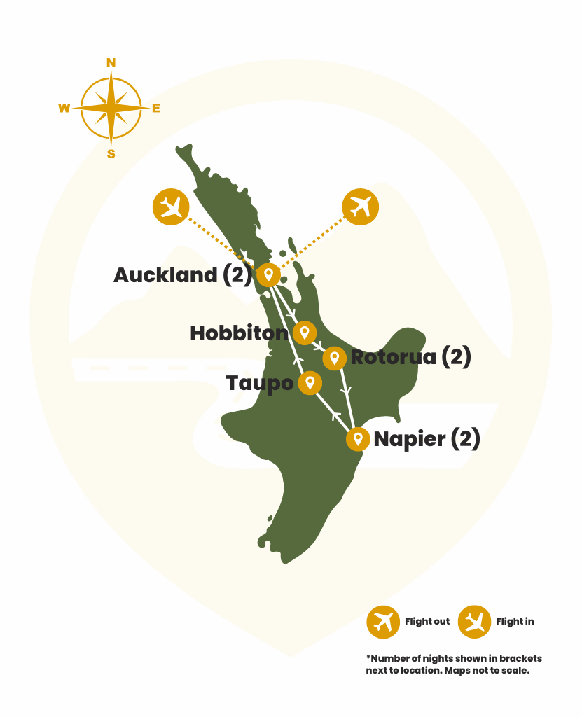 North Island Tour Map