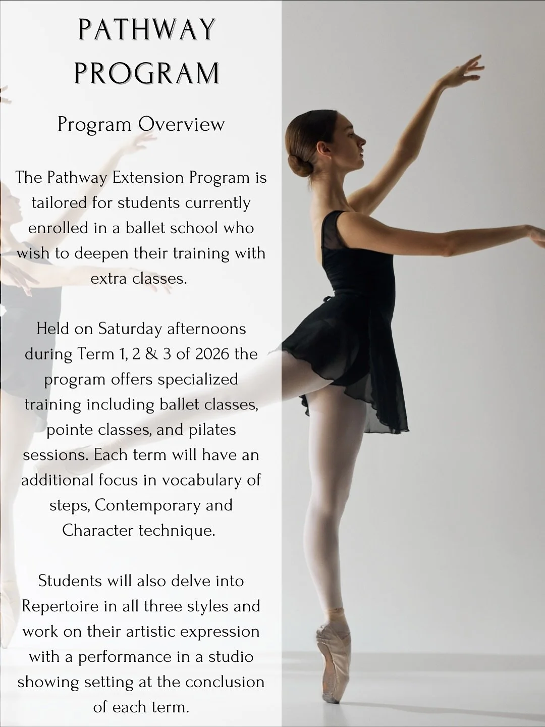 ✨ Melbourne Youth Ballet Company &mdash; Pathway Extension Program (2026) ✨

Designed for aspiring young dancers currently enrolled in a ballet school, our Pathway Extension Program offers the opportunity to enhance technique, artistry, and strength 