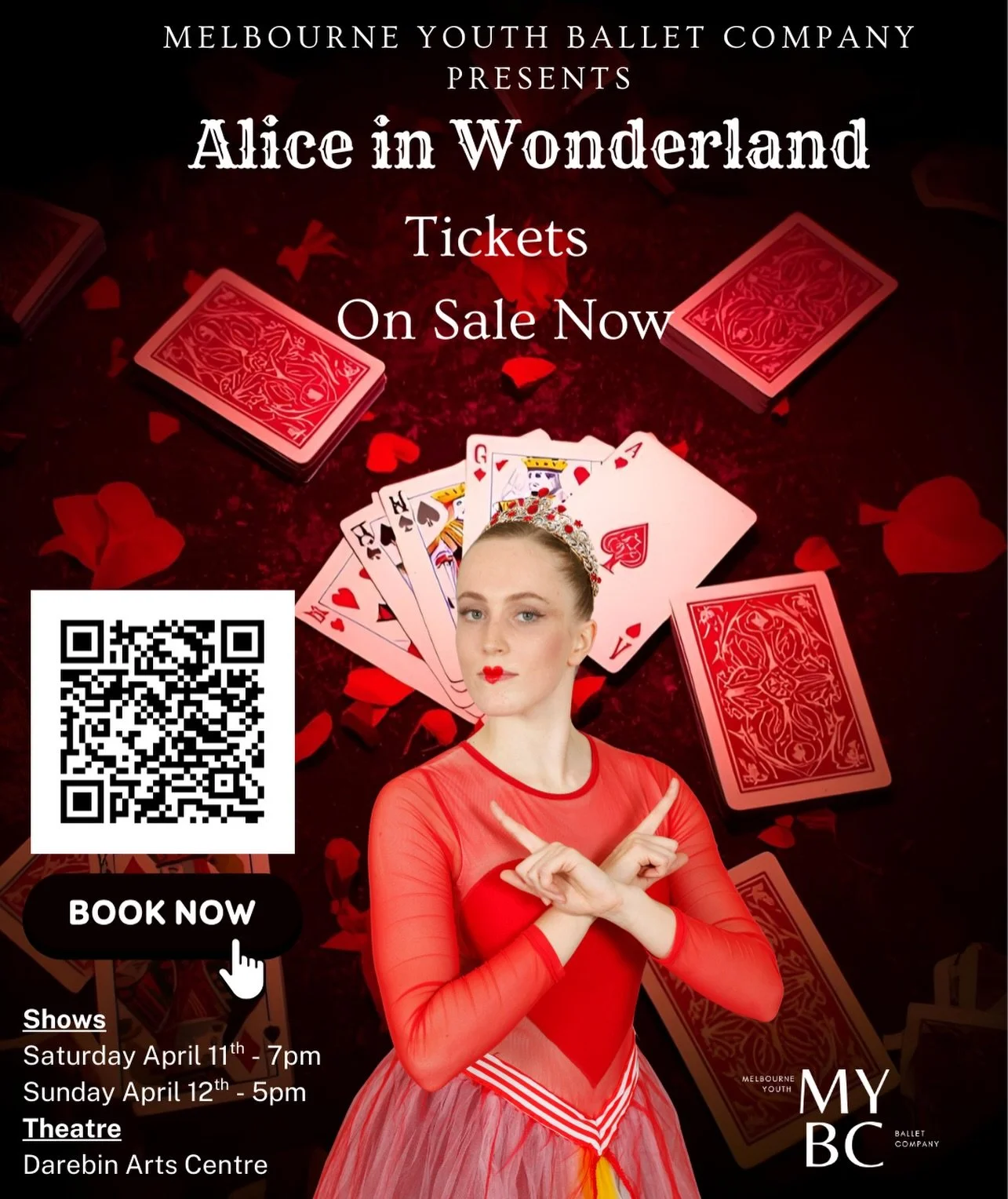 &spades;️&hearts;️&clubs;️&diams;️
Step down the rabbit hole with us this April for a whimsical reimagining of the classic tale.

🎟️ Tickets are on sale now
📍 Darebin Arts Centre
🗓 Saturday April 11th &ndash; 7pm
🗓 Sunday April 12th &ndash; 5pm

