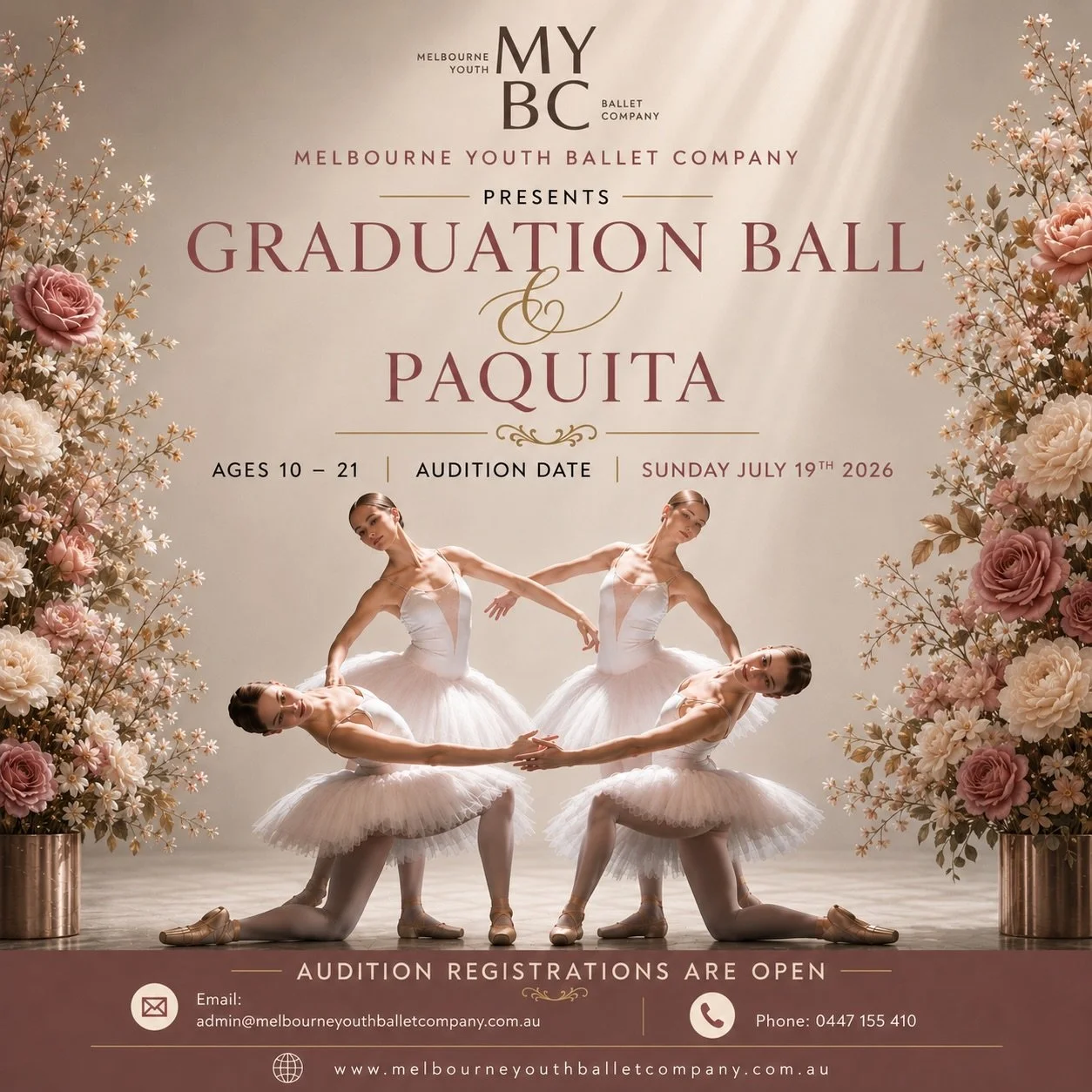 MYBC presents a double bill season &mdash; Graduation Ball &amp; Paquita ✨ 

Two iconic classical ballets brought together in one exciting season, celebrating elegance, artistry and vibrant classical technique. From the playful charm of Graduation Ba