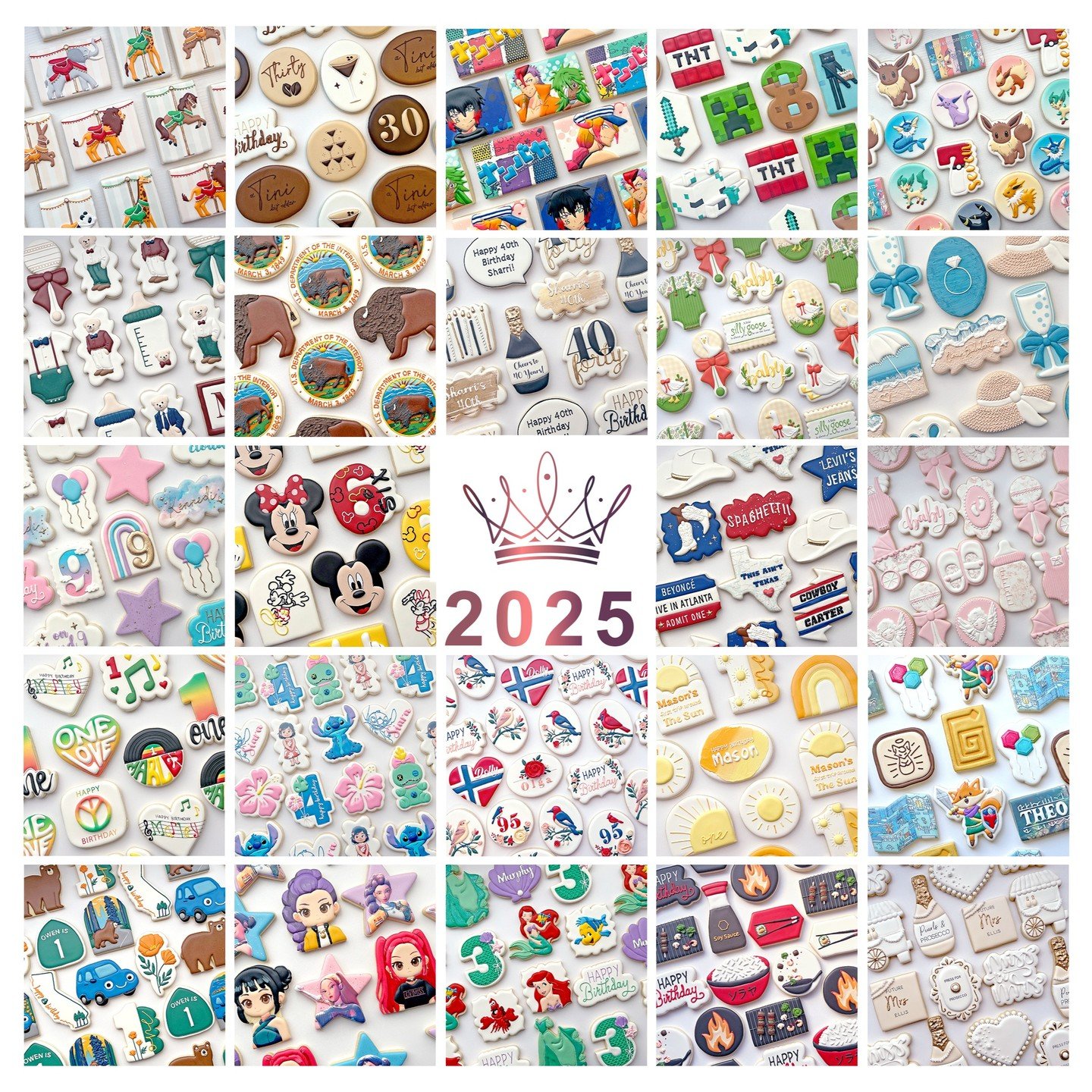 🎉 Happy New Year!

Another year of cookies! 🥰 I couldn't fit all of the new designs into this grid, but I picked some that were fun to work on!

I'm so grateful for the time and studio space to design, bake, and decorate edible cookie art. THANK YO