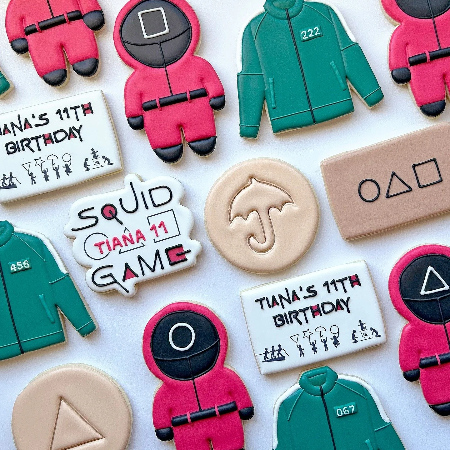 Squid Game birthday :)

.
.
.
.
.
.
.
.
#squidgamecookies #squidgamebirthday #squidgamedessert #squidgamecustom #customcookies #bayareacookies