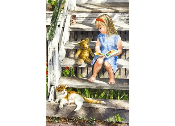Story Time - 52cm x 34cm watercolour
