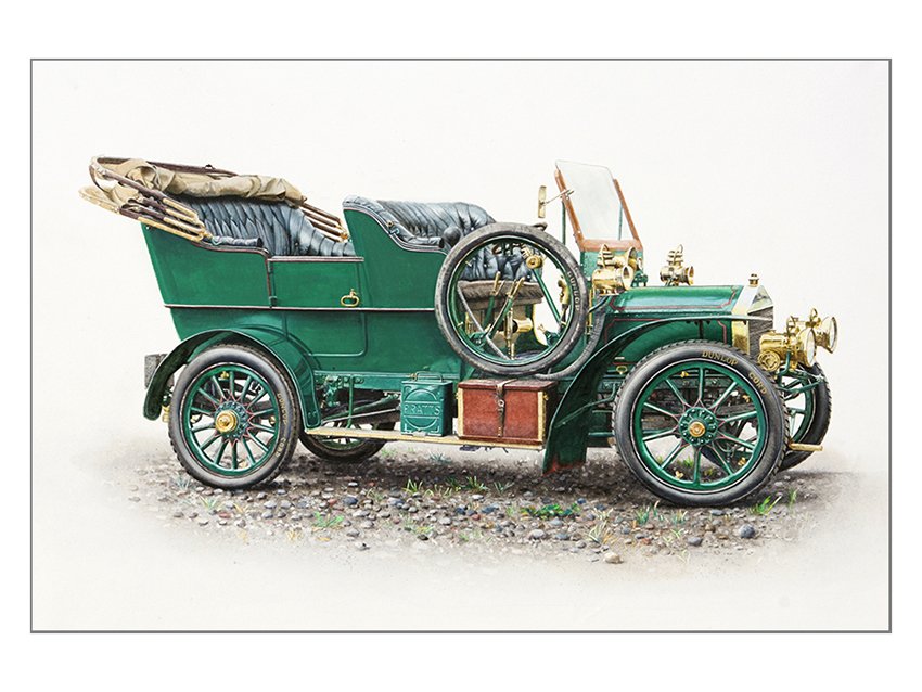 Rolls-Royce 15H.P. 3-Cylinder - 72cm x 15cm. This is the oldest Rolls-Royce still in private hands. It was made before the advent to the Silver Lady bonnet figurine.