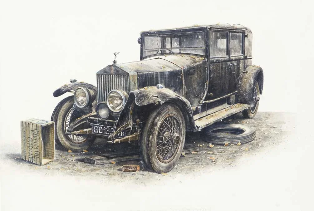 Rolls-Royce Experimental 20 - 72cm x 52cm As discovered in a disused barn.