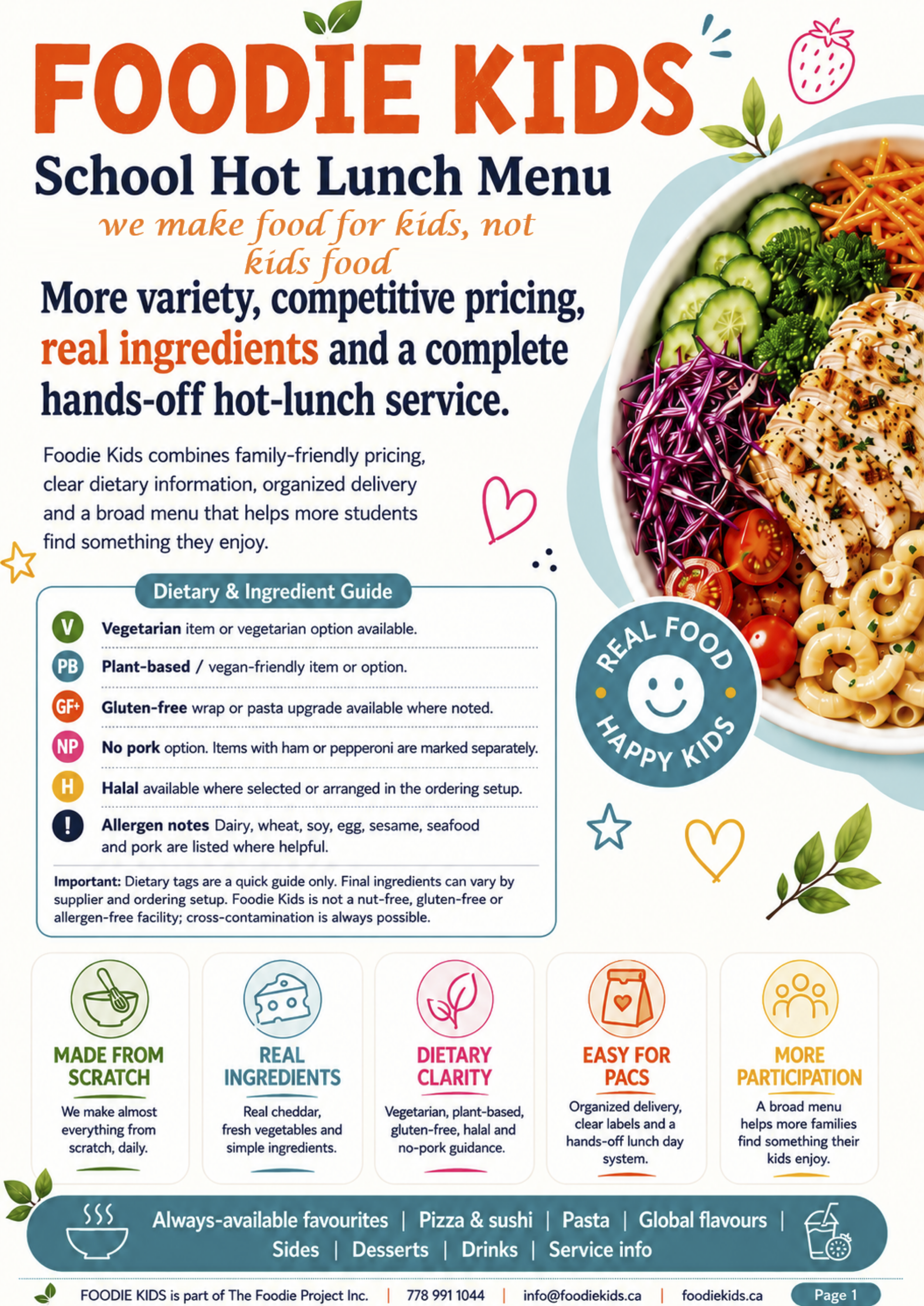 Promo image of Foodie Kids School Hot lunch menu