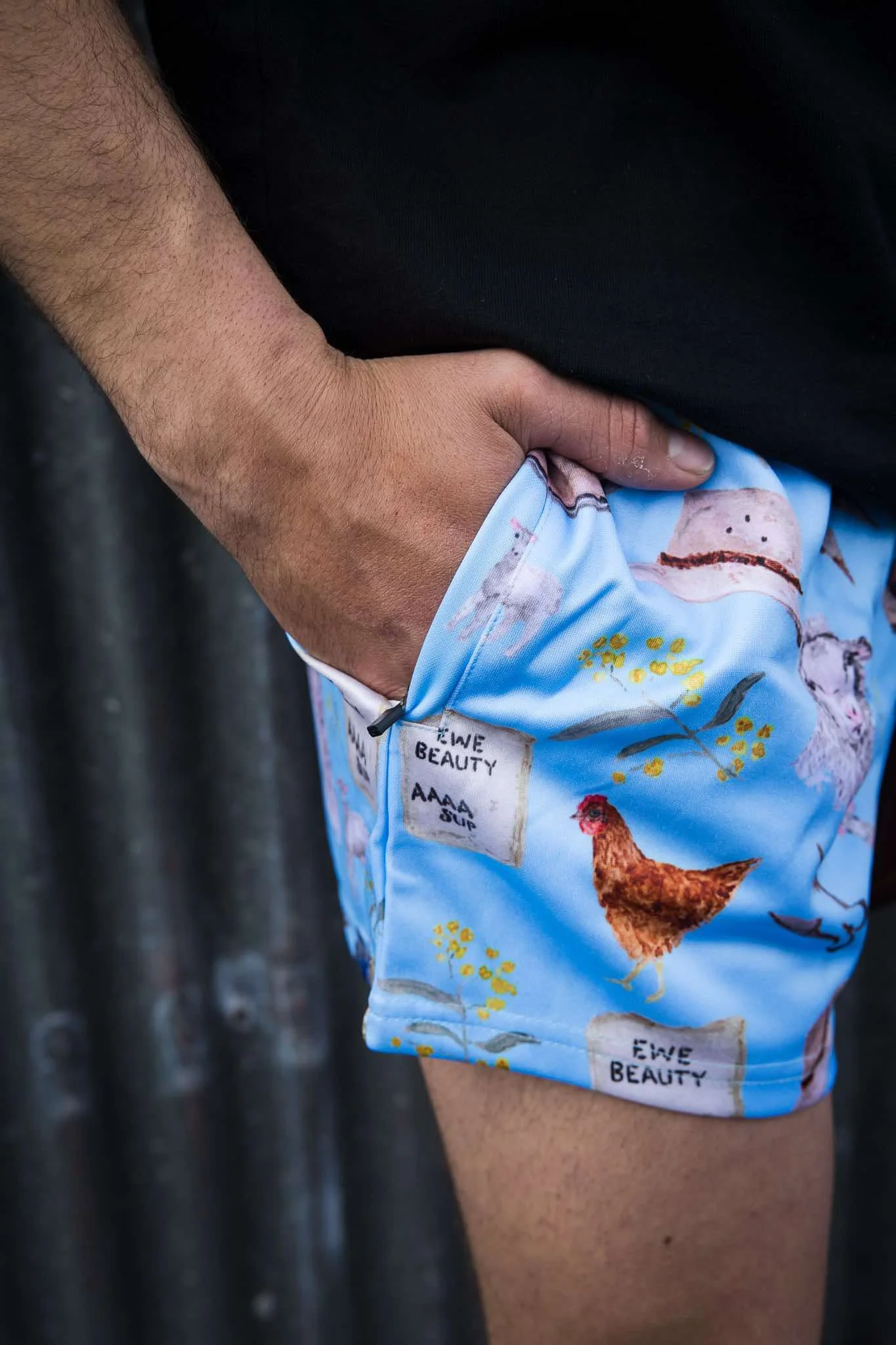 Wattle & Wool Blue Footy Shorts (Kids & Adults)