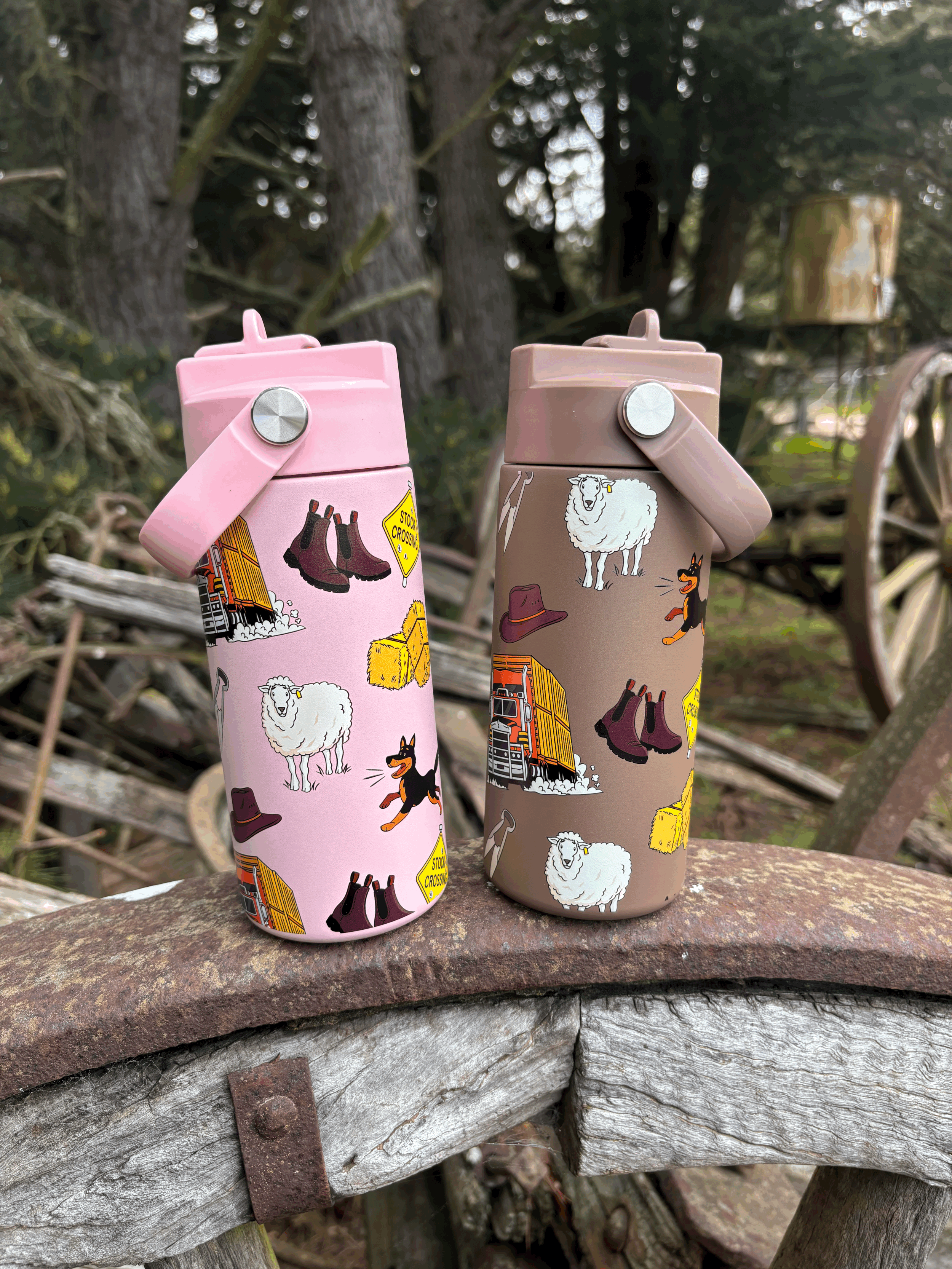 Kids Farm Fit Drink Bottle 414ml (Stainless Steel)