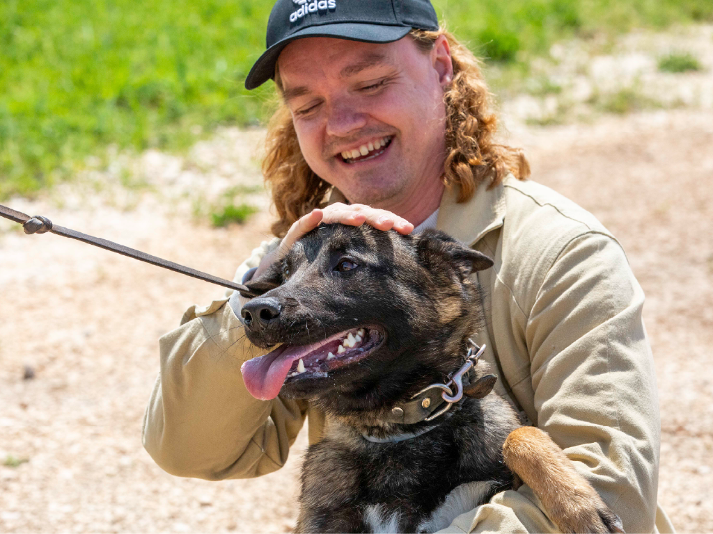 René Konings visiting the Norwegian People's Aid mine-dog training center in Sarajevo, Bosnia and Herzegovina.