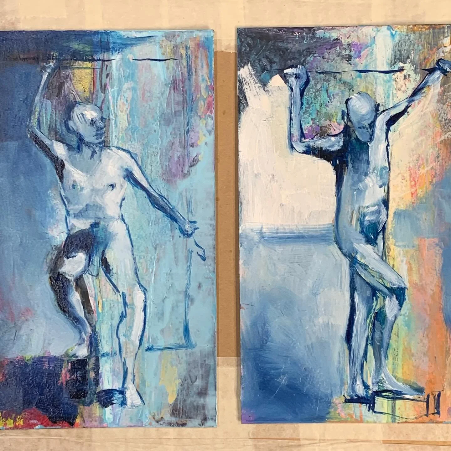 Monday morning life drawing @the_dory_gallery This time in oils! Something I&rsquo;ve not done in many years. Thankfully I only had small boards ready for painting over, which suited well. I didn&rsquo;t get around to introducing many colours, focusi