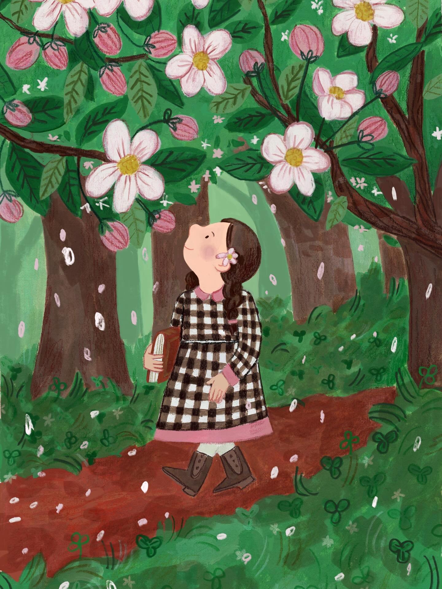 We are currently in the midst of a deep freeze with wind chills of -40C.  BRrrrrr&hellip; 🥶❄️
However, mentally I am here in a lush spring forest. 🌷🌸

#illustration #childrensbookillustrator #kidlitart #gouacheillustration #traditionalillustration
