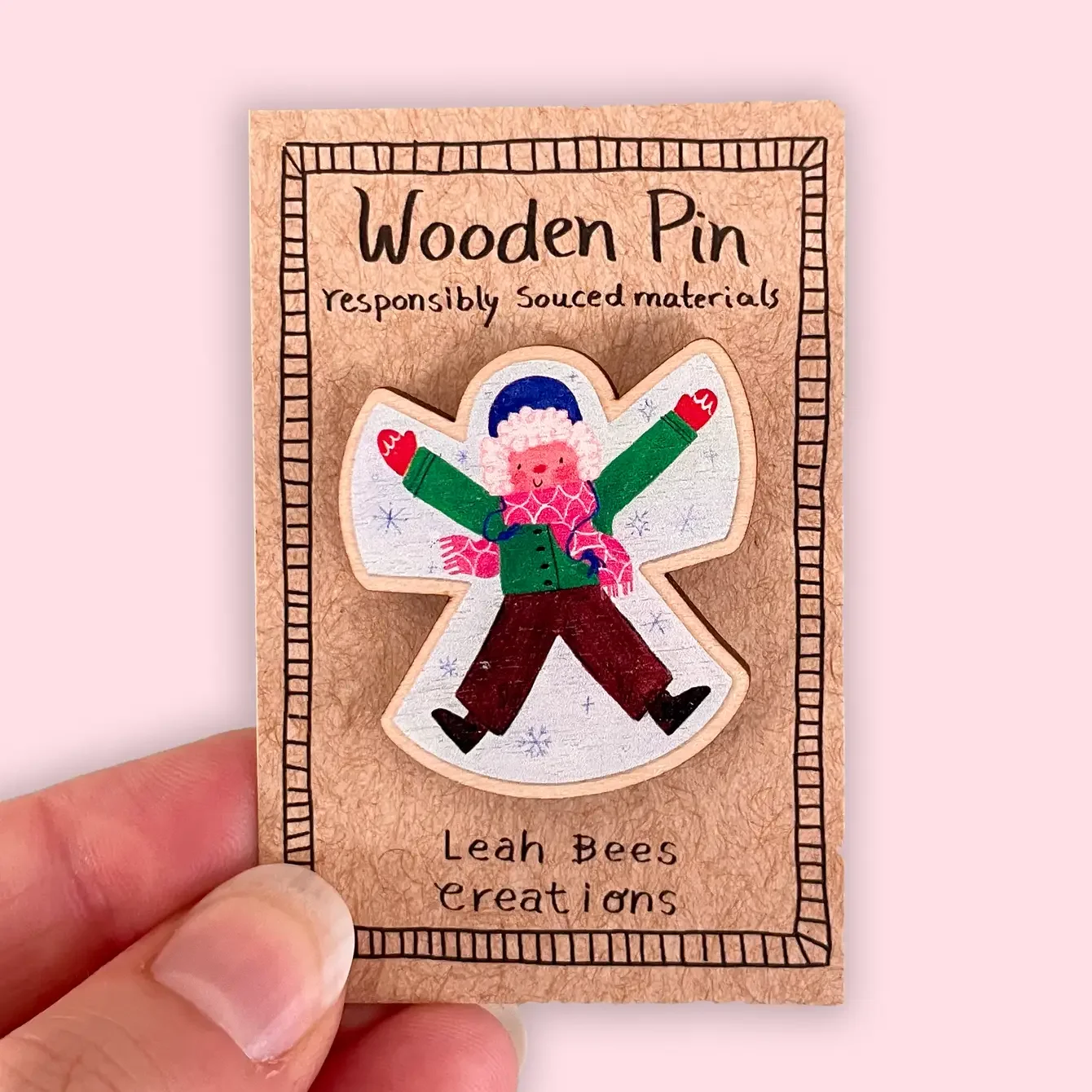 Snow Angel Kid- Wooden Pin