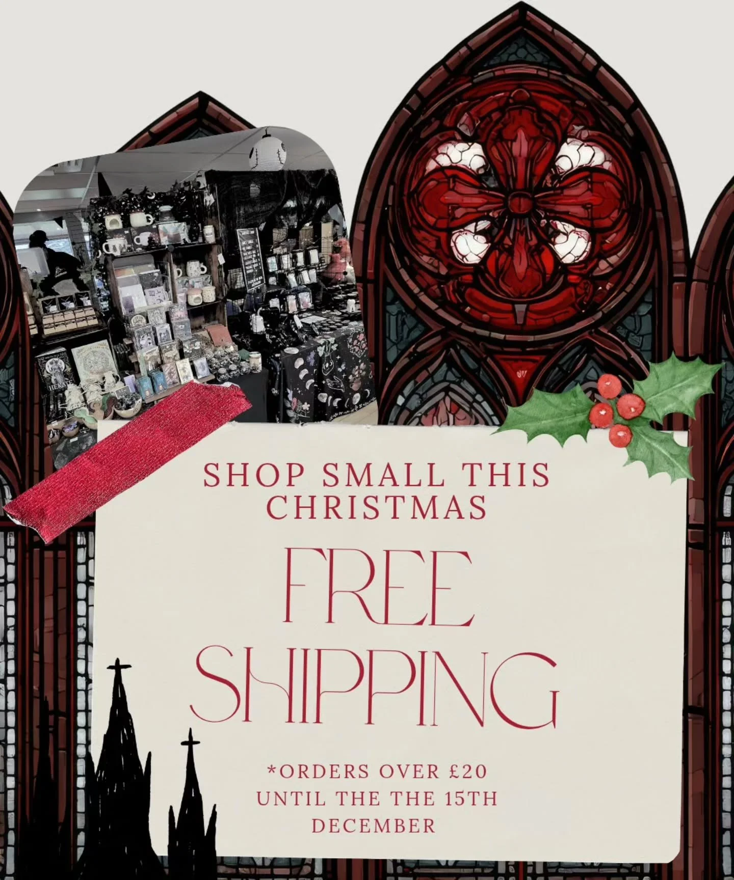 Shop small this Christmas! 
Order from us before the 14th December to get FREE SHIPPING over &pound;20, and get your gothic and witchy gifts before Christmas 🎄