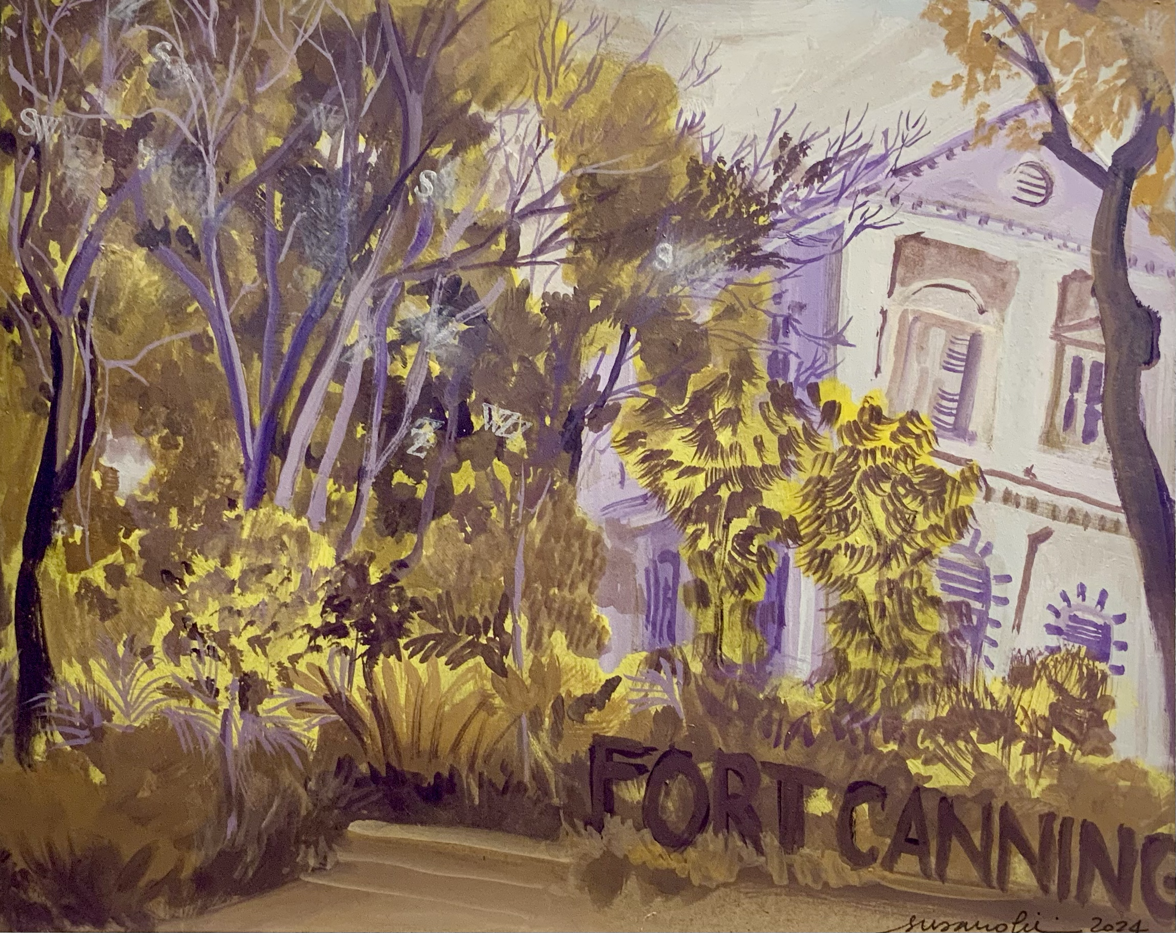 SWZ Fort Canning, 20 x 25 cm, Mix media on board, 2024