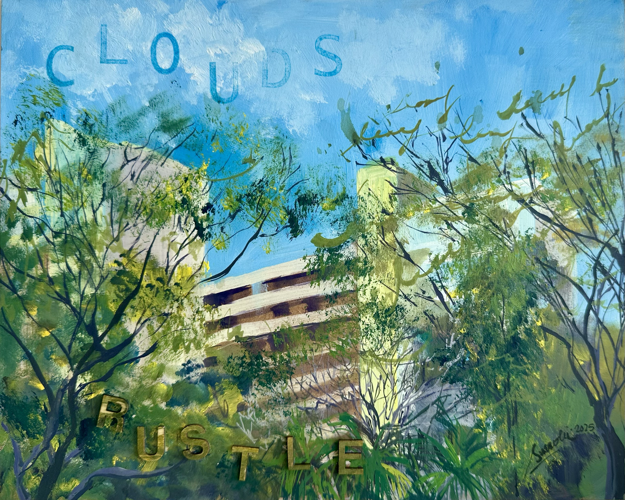 In The Middle of Know Where. 20 x 25 cm. Mixed media on panel board. 2025