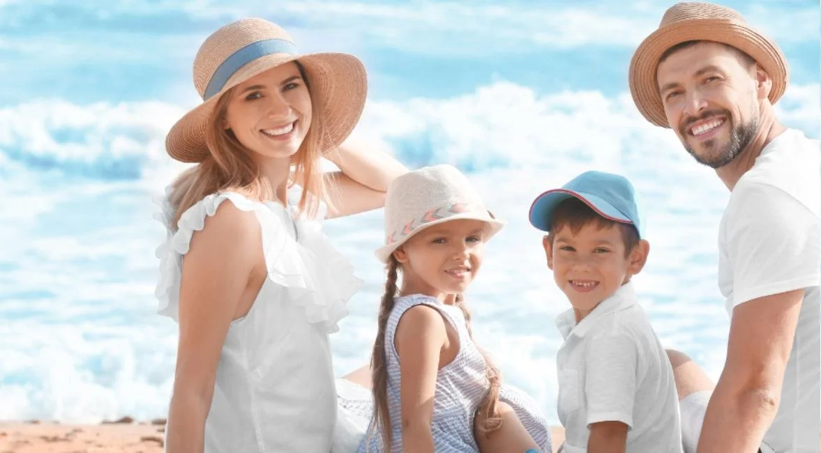 Family relaxing on the sand during a North Captiva Island beach vacation