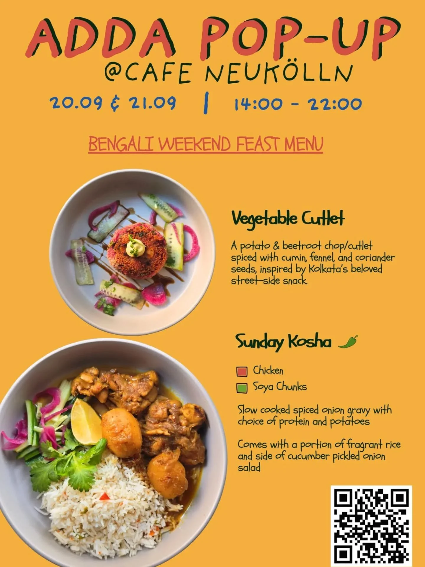 20th and 21st of Sept @cafe.neukoelln

So excited for the weekend pop up at @cafe.neukoelln this coming weekend. 

Weekends are for slow cooked Chicken Kosha and Bengali fried rice, followed by evening snacks. 

Every Bengali household, has this reci