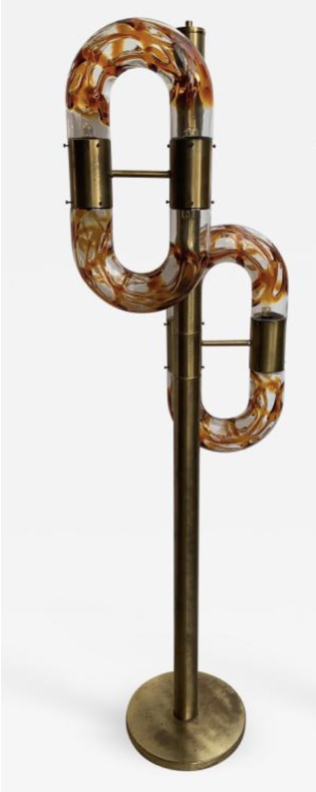 Aldo Nason, Brass Floor Lamp Murano Glass