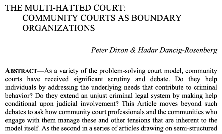 The Multi-Hatted Court: Community Courts as Boundary Organizations