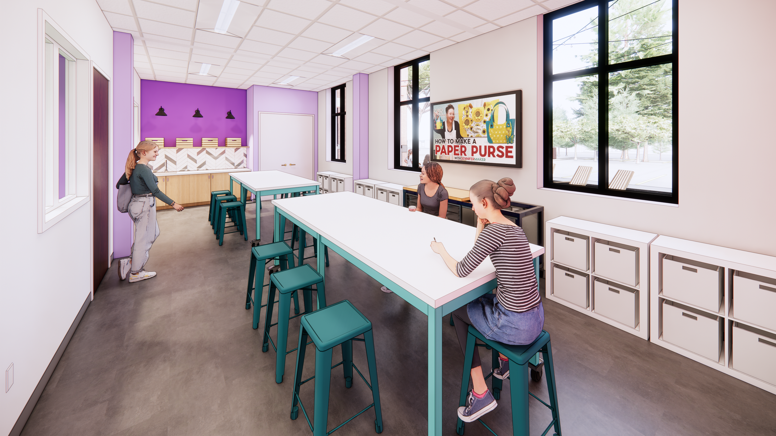 Interior rendering by Richmond architecture and design firm smbw for the Girl Scouts of the Commonwealth of Virginia
