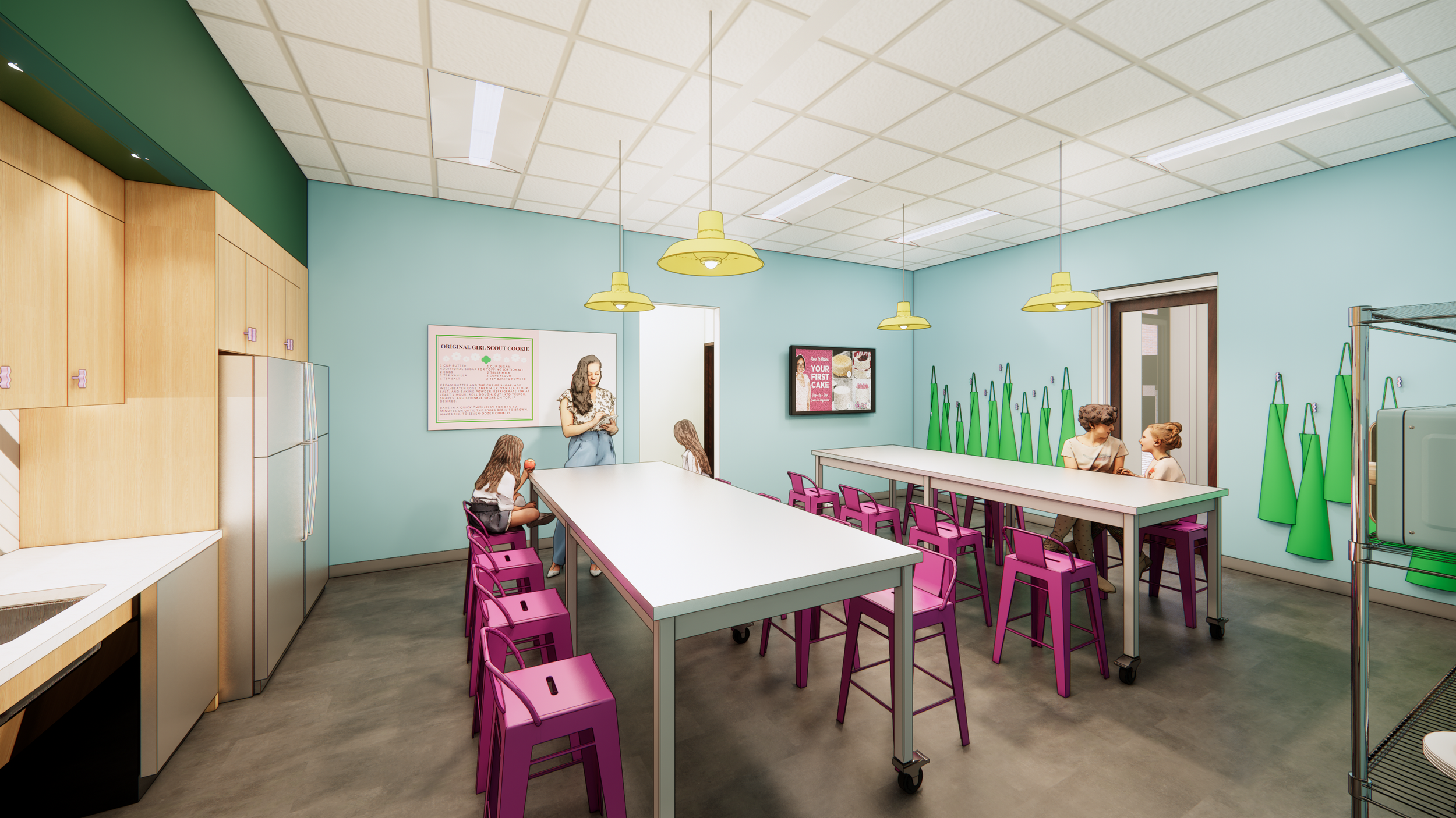 Interior rendering by Richmond architecture and design firm smbw for the Girl Scouts of the Commonwealth of Virginia