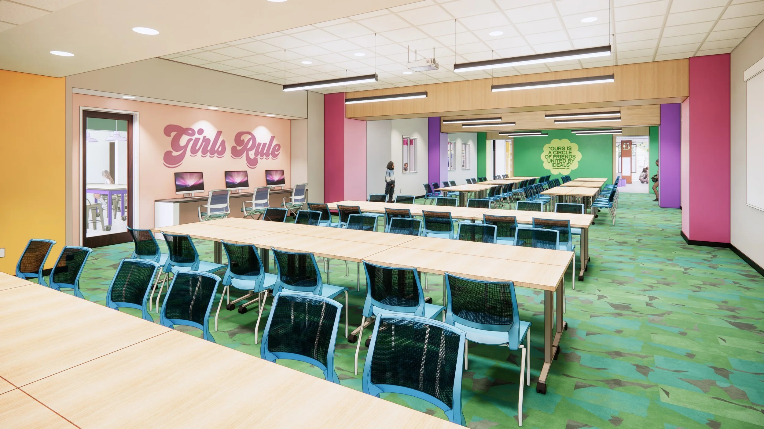 Interior rendering by Richmond architecture and design firm smbw for the Girl Scouts of the Commonwealth of Virginia