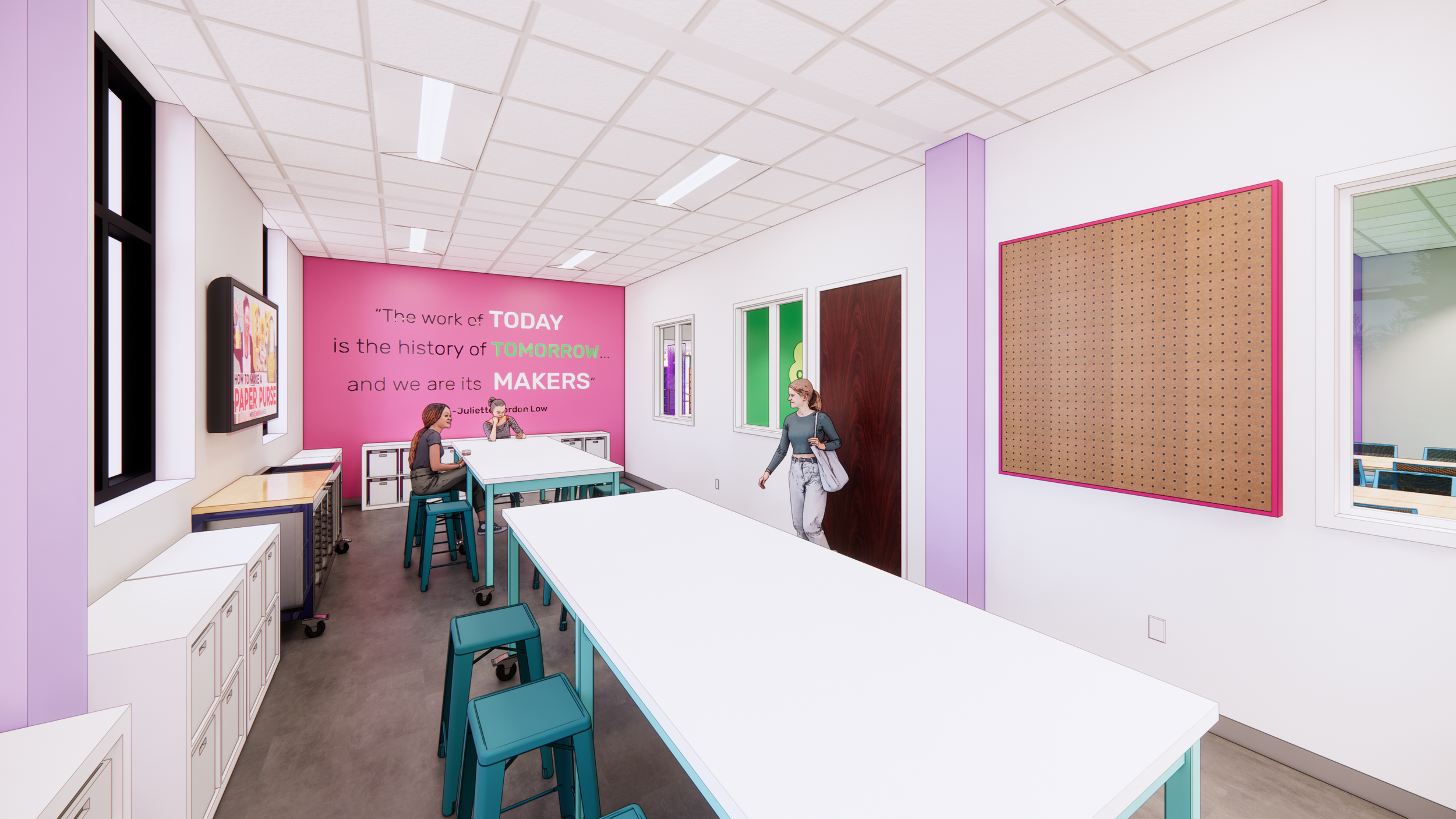 Interior rendering by Richmond architecture and design firm smbw for the Girl Scouts of the Commonwealth of Virginia