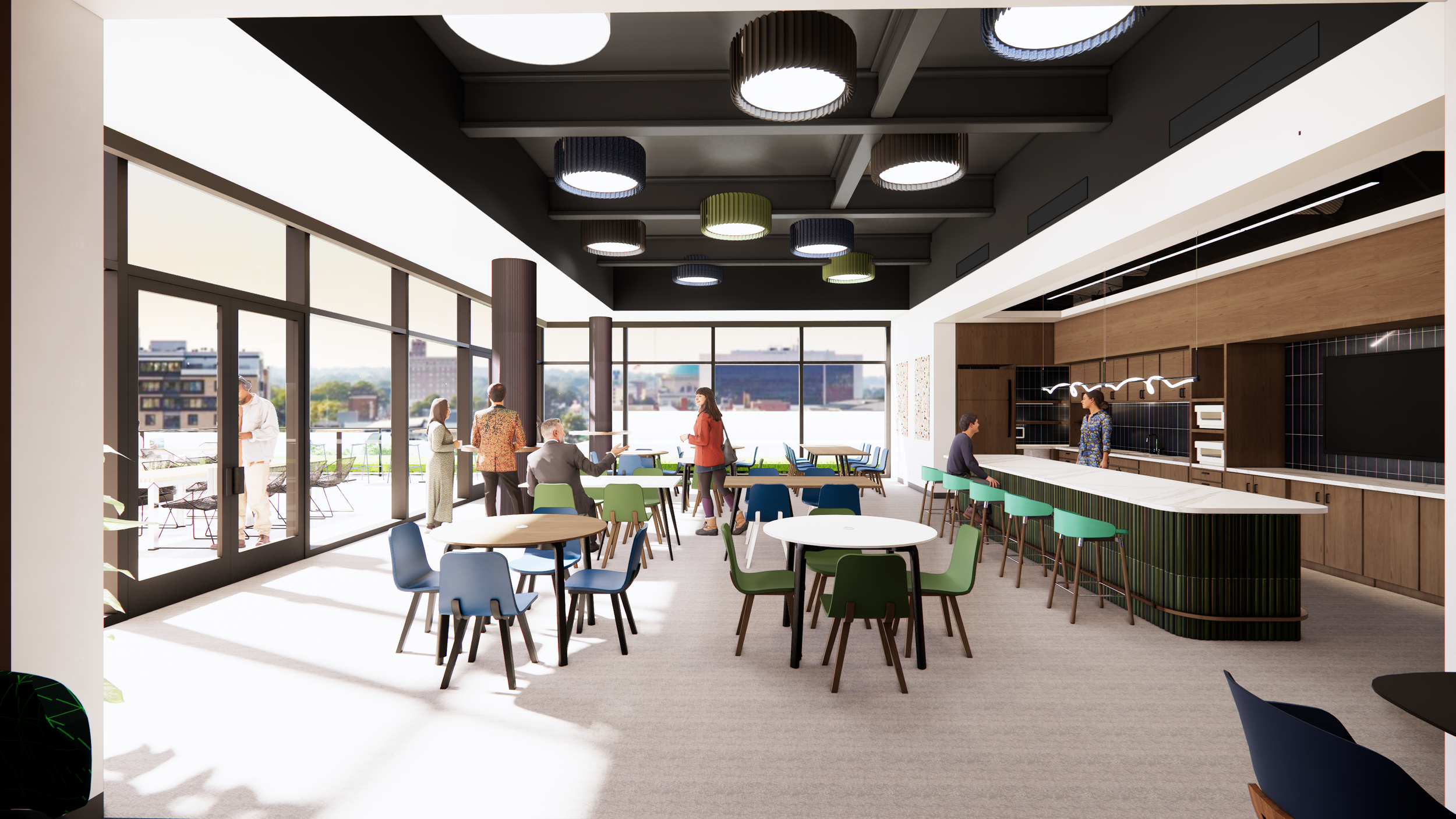 Richmond architecture and interior design firm SMBW's cafe design for VPM's new Richmond headquarters.