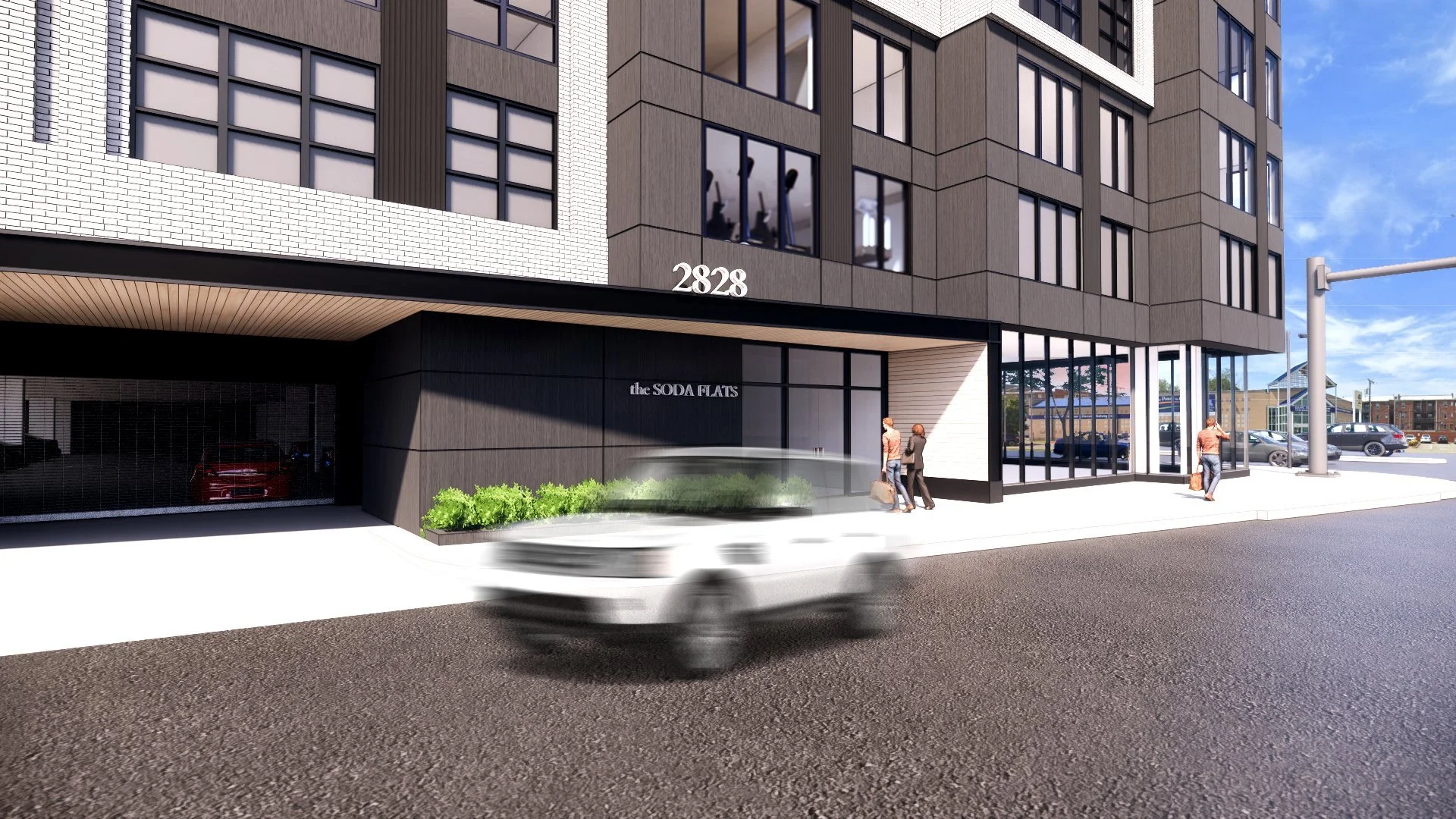Exterior rendering of SMBW mixed-use development Soda Flats in RVA's Scotts Addition