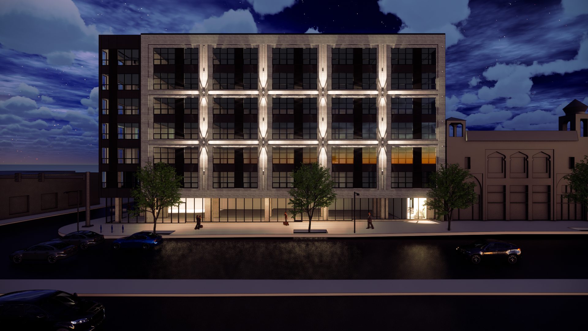 Exterior rendering of SMBW mixed-use development Soda Flats in RVA's Scotts Addition