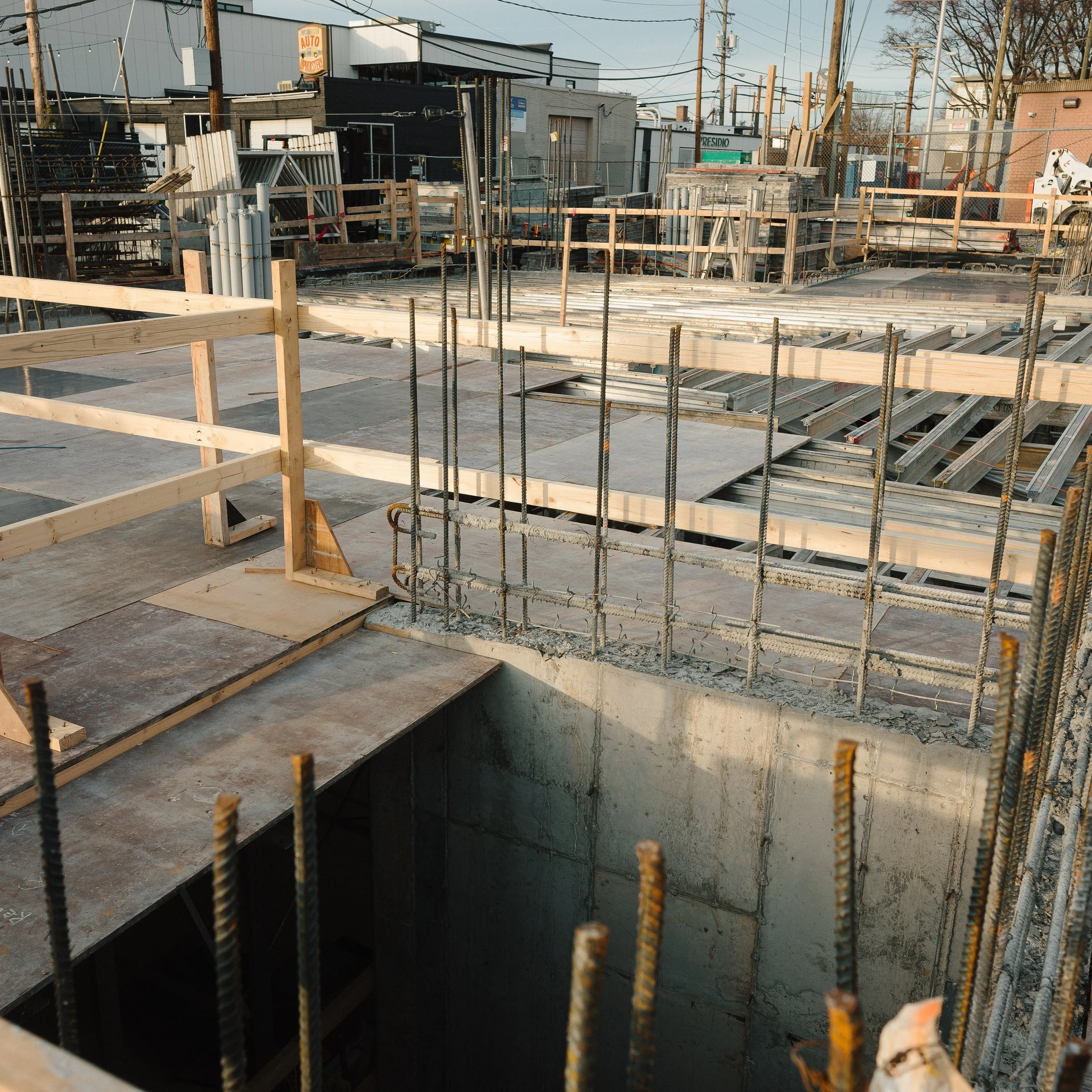 Construction progress of SMBW mixed-use development Soda Flats in RVA's Scotts Addition