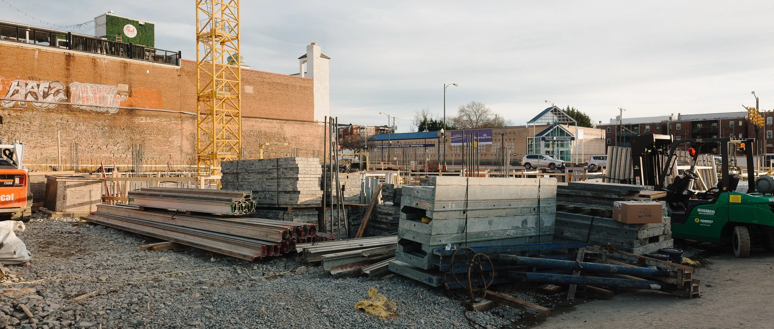 Construction progress of SMBW mixed-use development Soda Flats in RVA's Scotts Addition