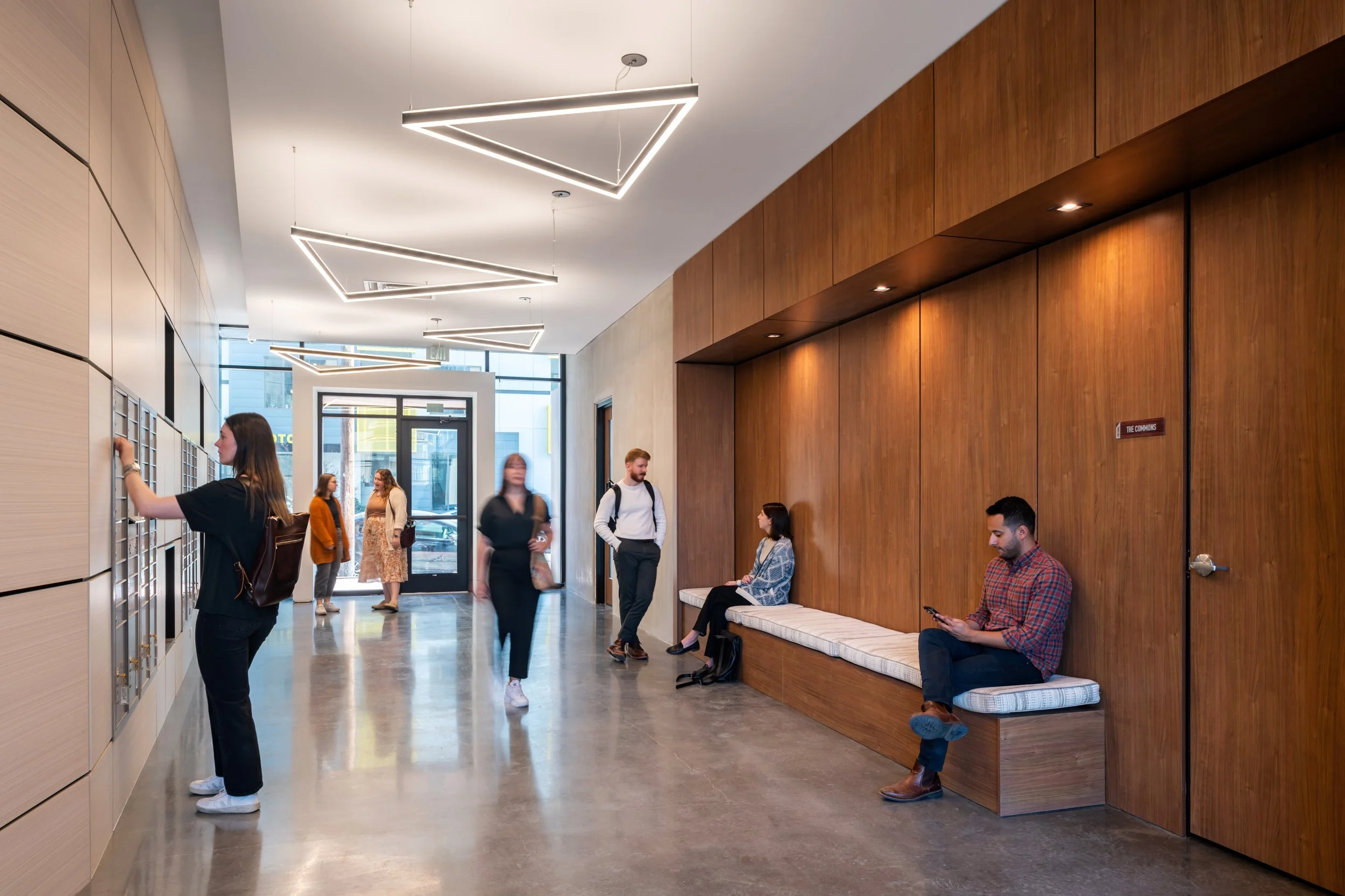 Lobby of SMBW mixed-use development One Canal on the corner of First and Canal in the Monroe Ward neighborhood
