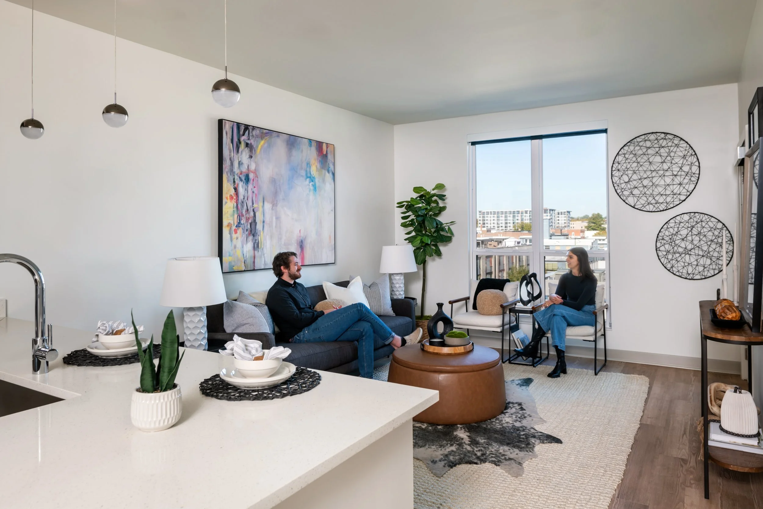 Interior shot of one bedroom unit in smbw mixed-use architecture project The Cove in the Manchester neighborhood of Richmond, Virginia