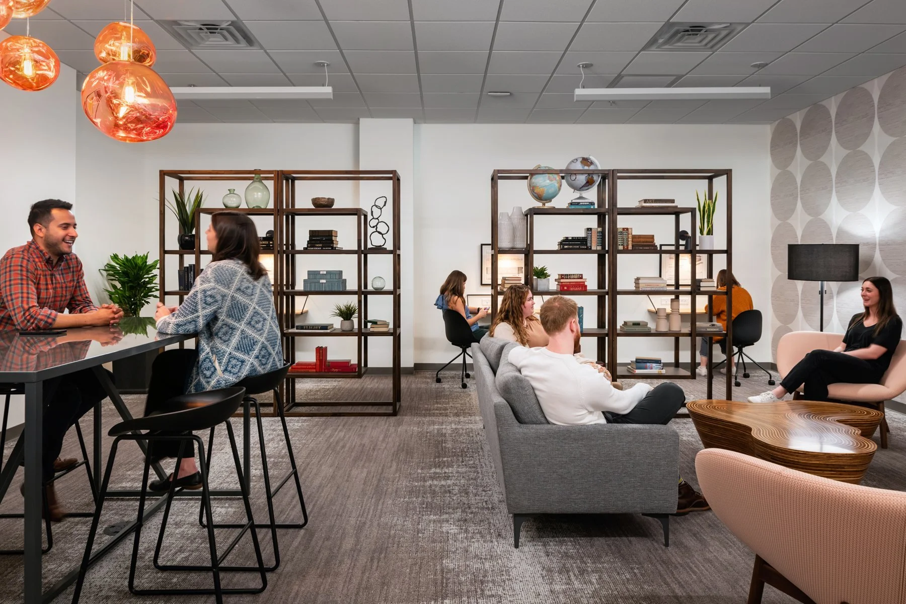 Interior shot of community room in SMBW mixed-use development One Canal on the corner of First and Canal in the Monroe Ward neighborhood