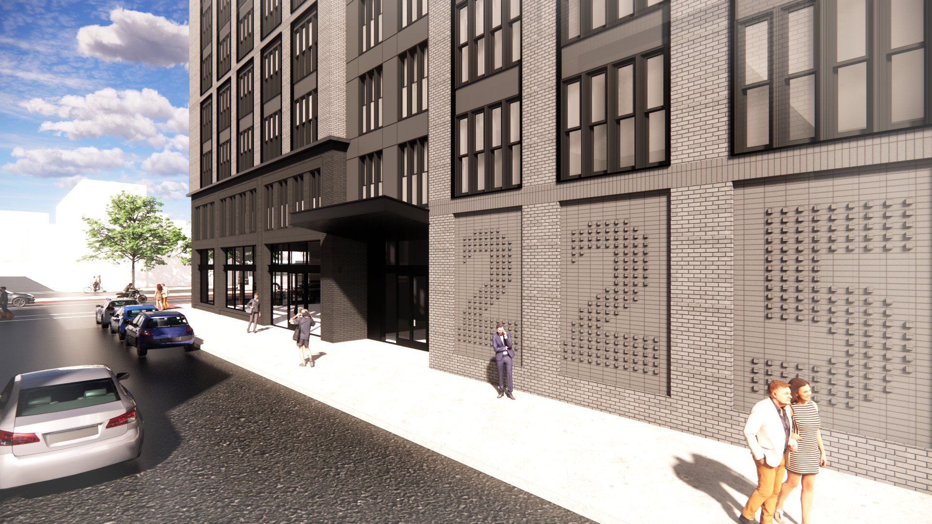 Rendering of SMBW mixed-use development at 225 W Broad St in Jackson Ward's Arts District