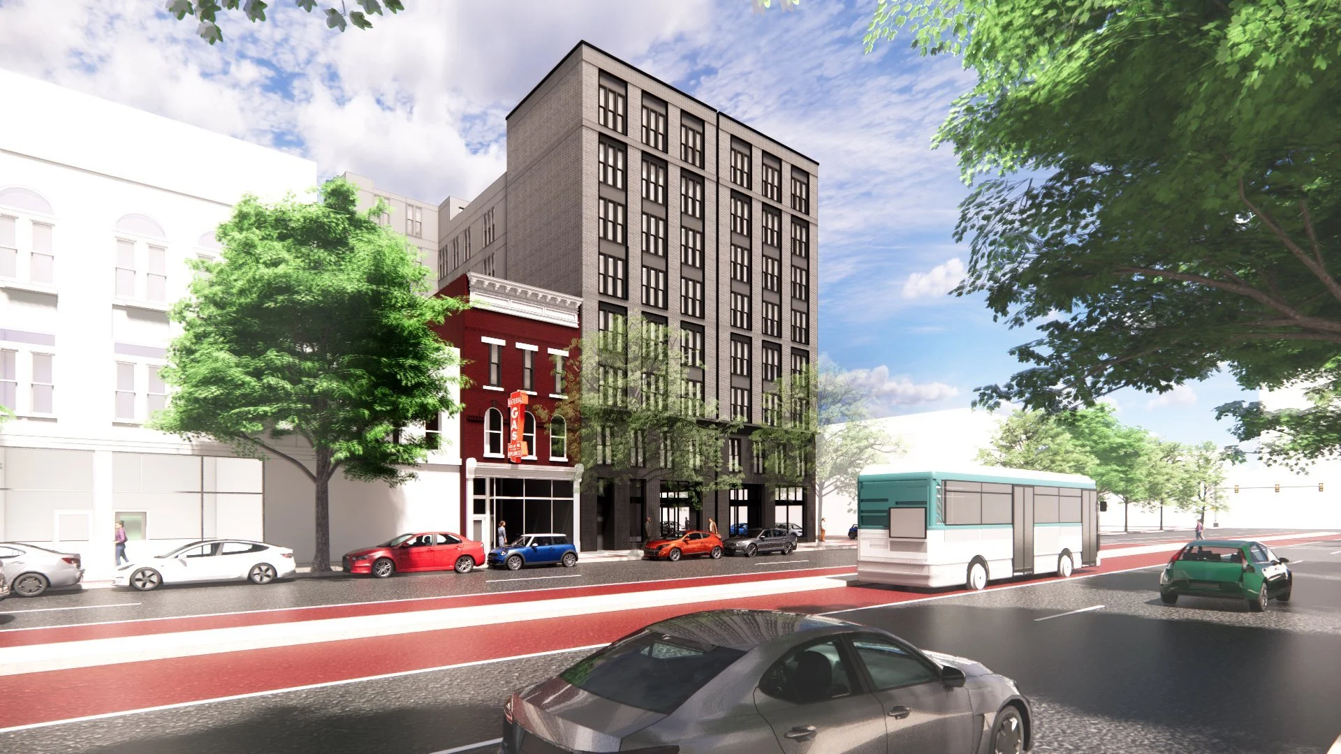 Rendering of SMBW mixed-use development at 225 W Broad St in Jackson Ward's Arts District