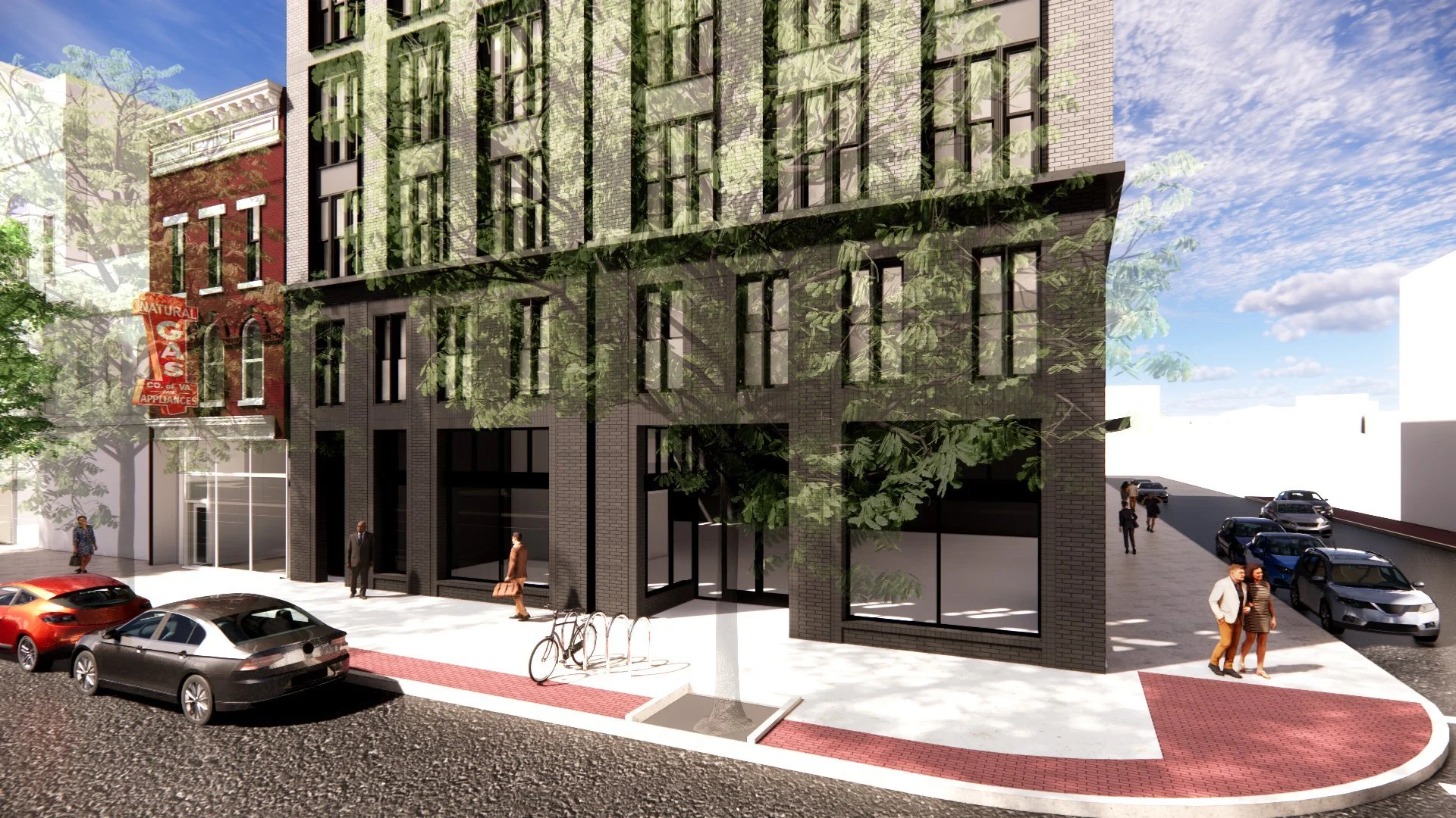 Rendering of SMBW mixed-use development at 225 W Broad St in Jackson Ward's Arts District