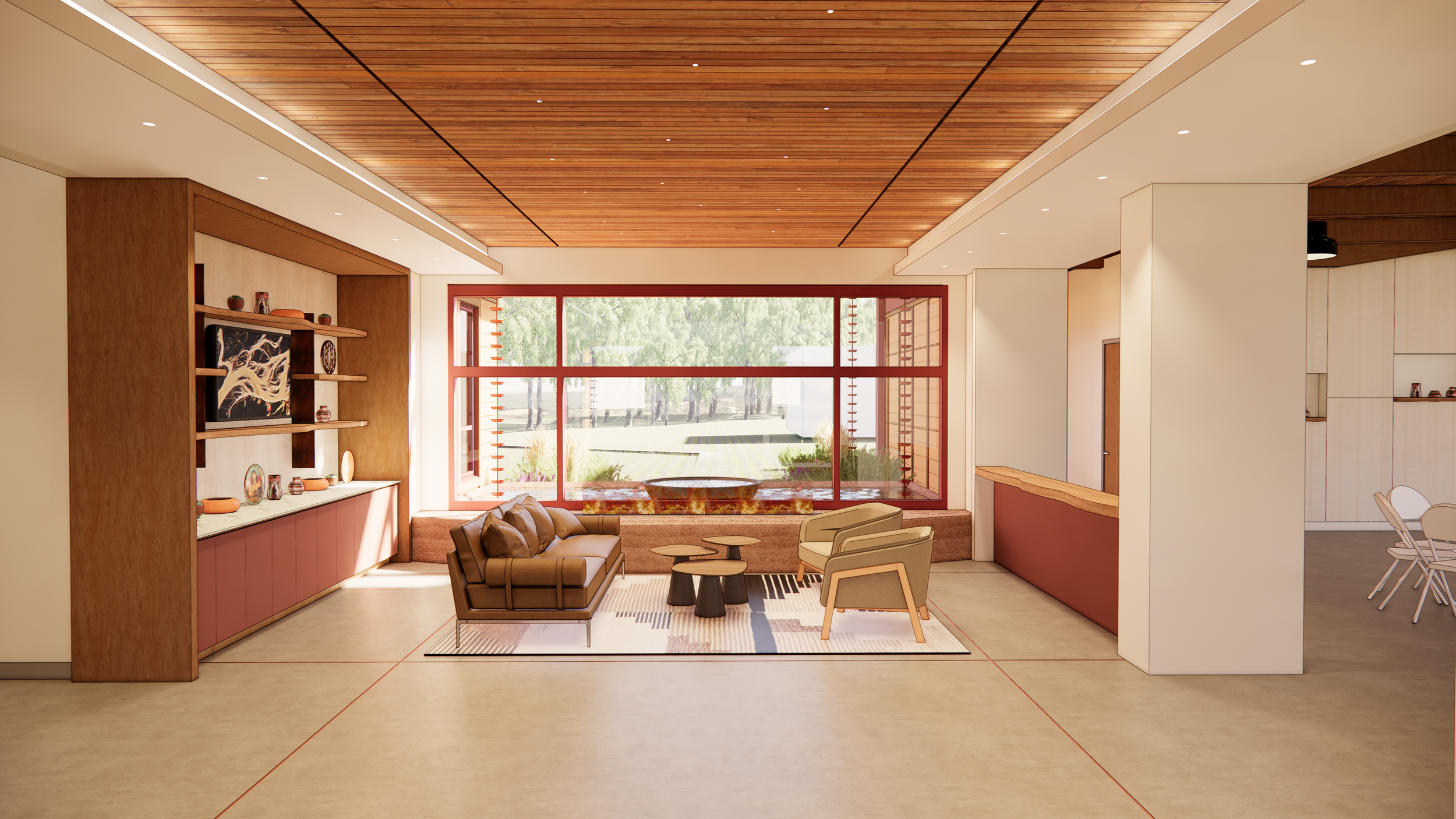 Richmond architecture and interior design firm SMBW's rendering of the lobby design for the Pamunkey Indian Tribe's Cultural Resource Center
