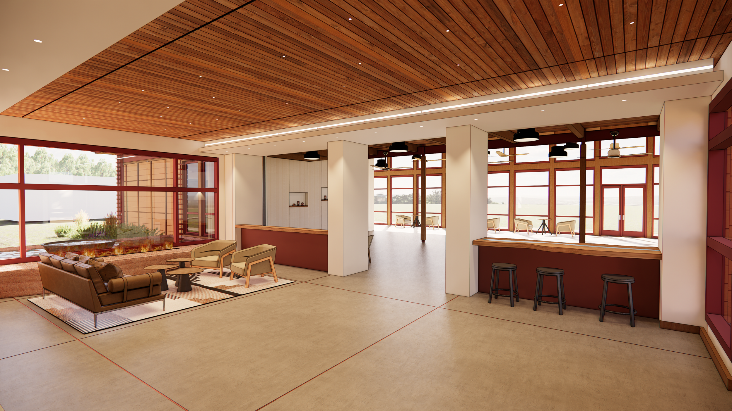 Richmond architecture and interior design firm SMBW's rendering of the lobby design for the Pamunkey Indian Tribe's Cultural Resource Center