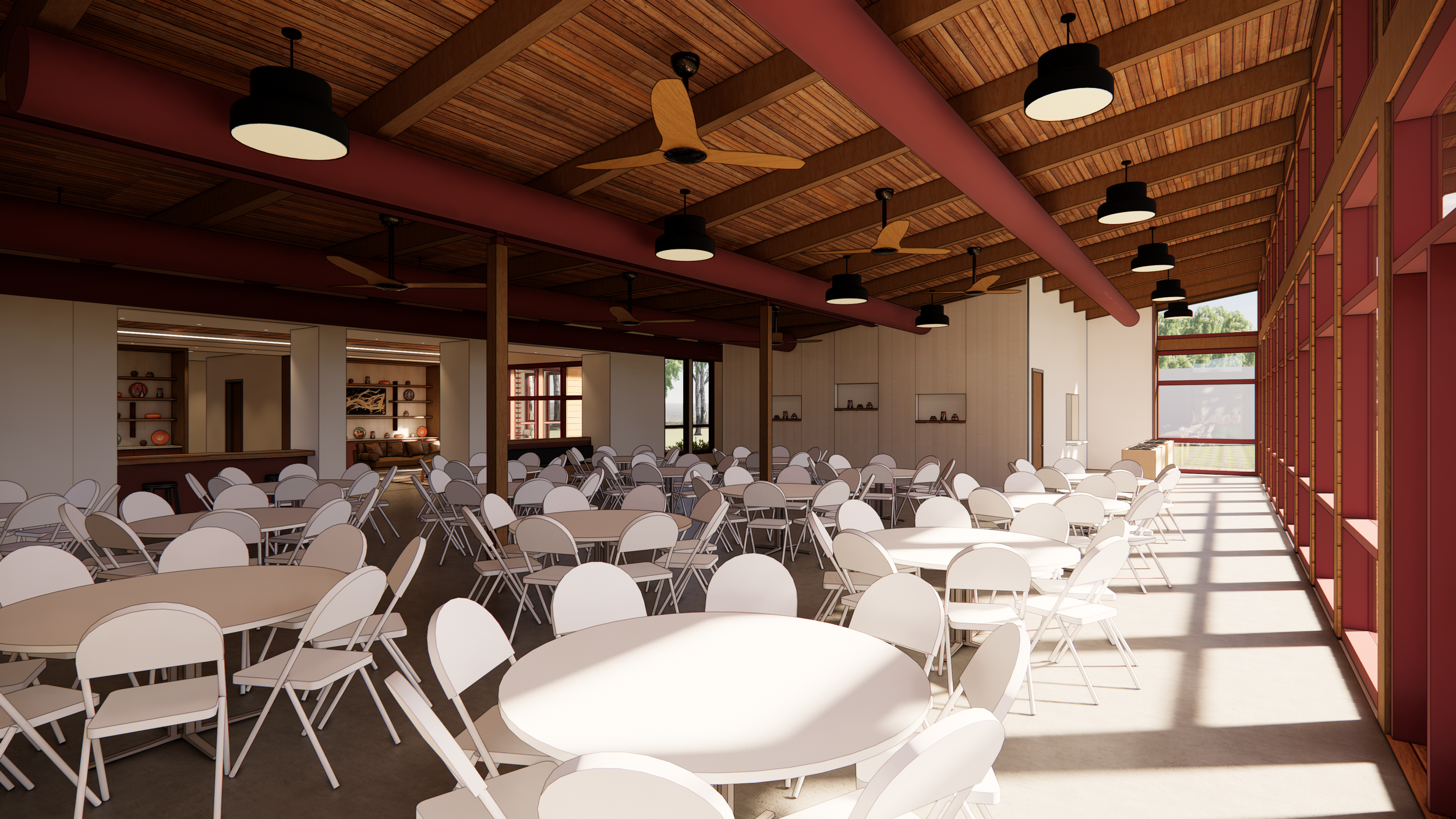 Richmond architecture and interior design firm SMBW's rendering of the event space for the Pamunkey Indian Tribe's Cultural Resource Center