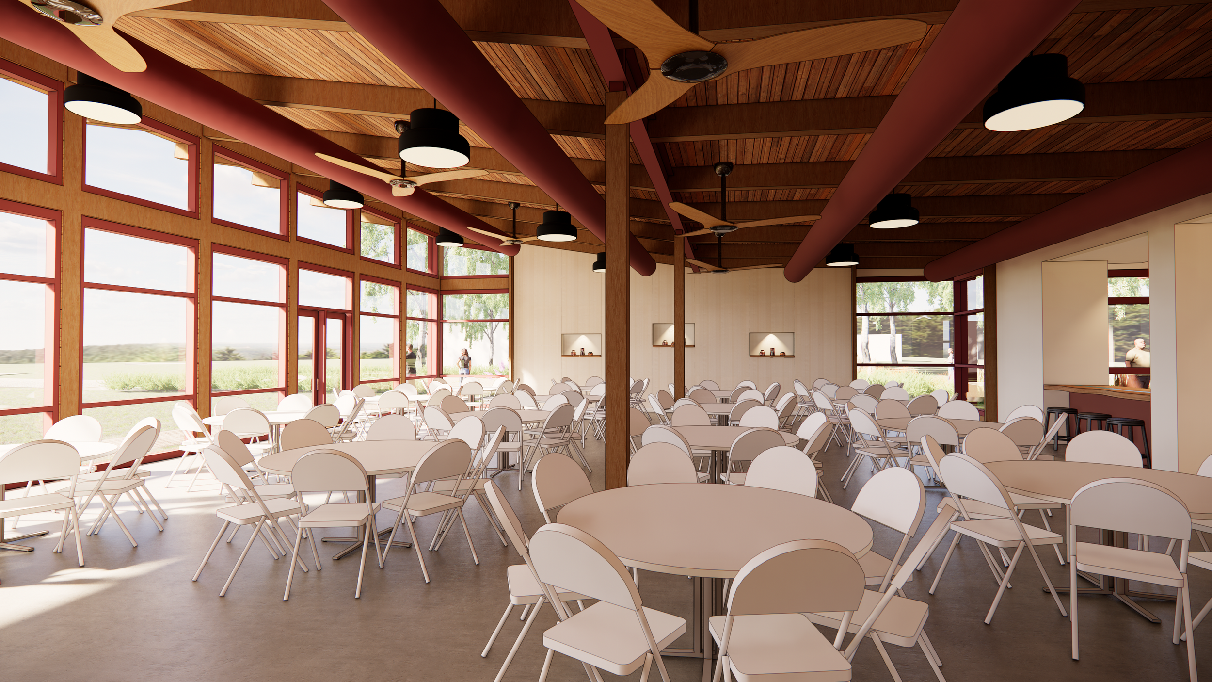 Richmond architecture and interior design firm SMBW's rendering of the event space for the Pamunkey Indian Tribe's Cultural Resource Center