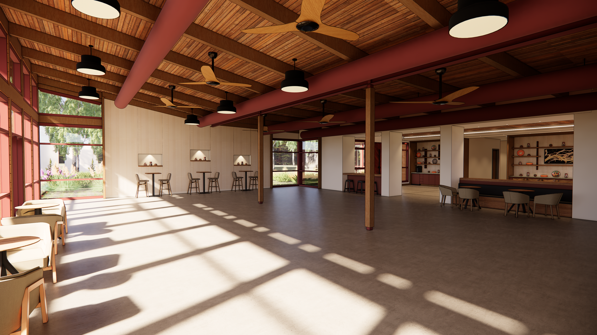 Richmond architecture and interior design firm SMBW's rendering of the event space for the Pamunkey Indian Tribe's Cultural Resource Center