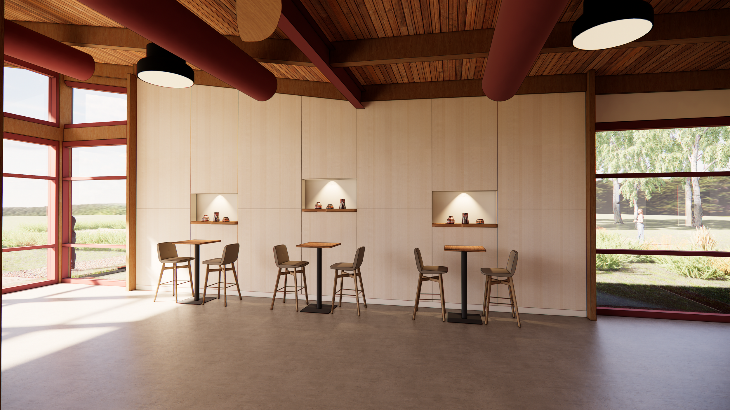 Richmond architecture and interior design firm SMBW's rendering of the event space for the Pamunkey Indian Tribe's Cultural Resource Center