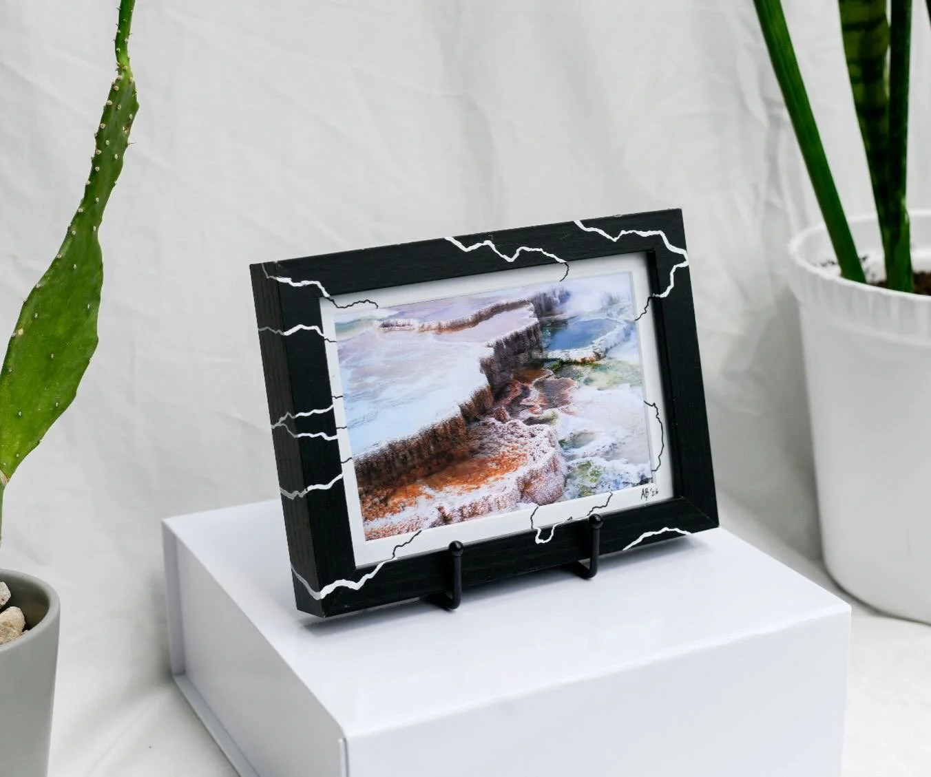&lsquo;yellowstone,&rsquo; painted photograph and frame, 2026. 

Come see it and some other ~new pieces~ at the book launches. 

Lines = flow.
