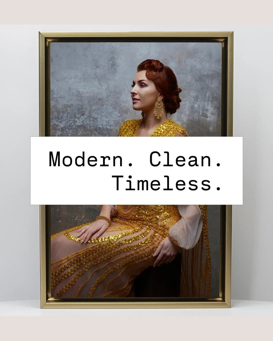 Some portraits ask for a modern presentation.

The Floating Metal Print offers a clean, contemporary way to display your portrait, with depth, richness, and a subtle sense of movement on the wall.
It&rsquo;s bold, elegant, and intentionally different