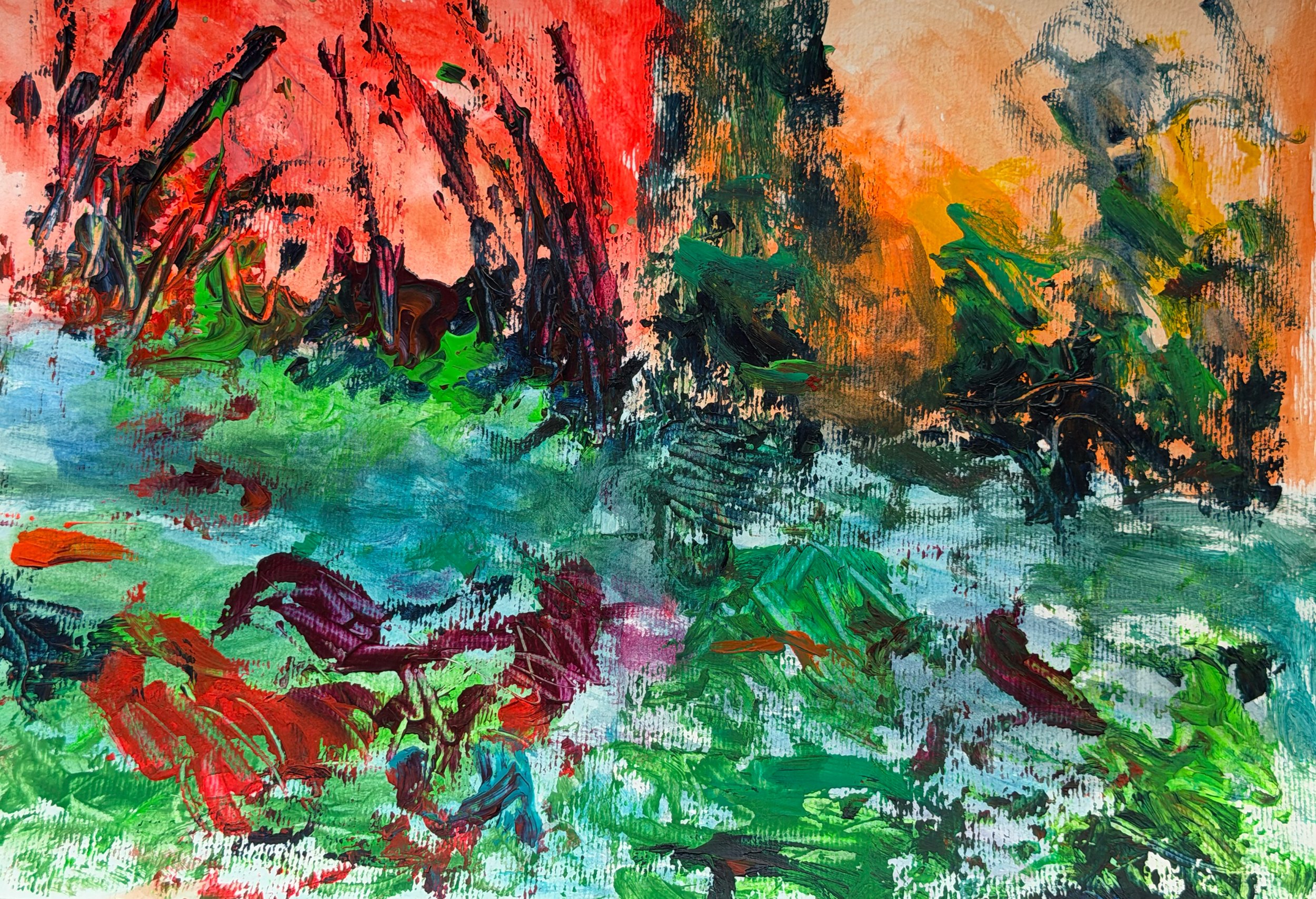 Garden of echoes,2026
Acrylics on paper
40x30 cm 