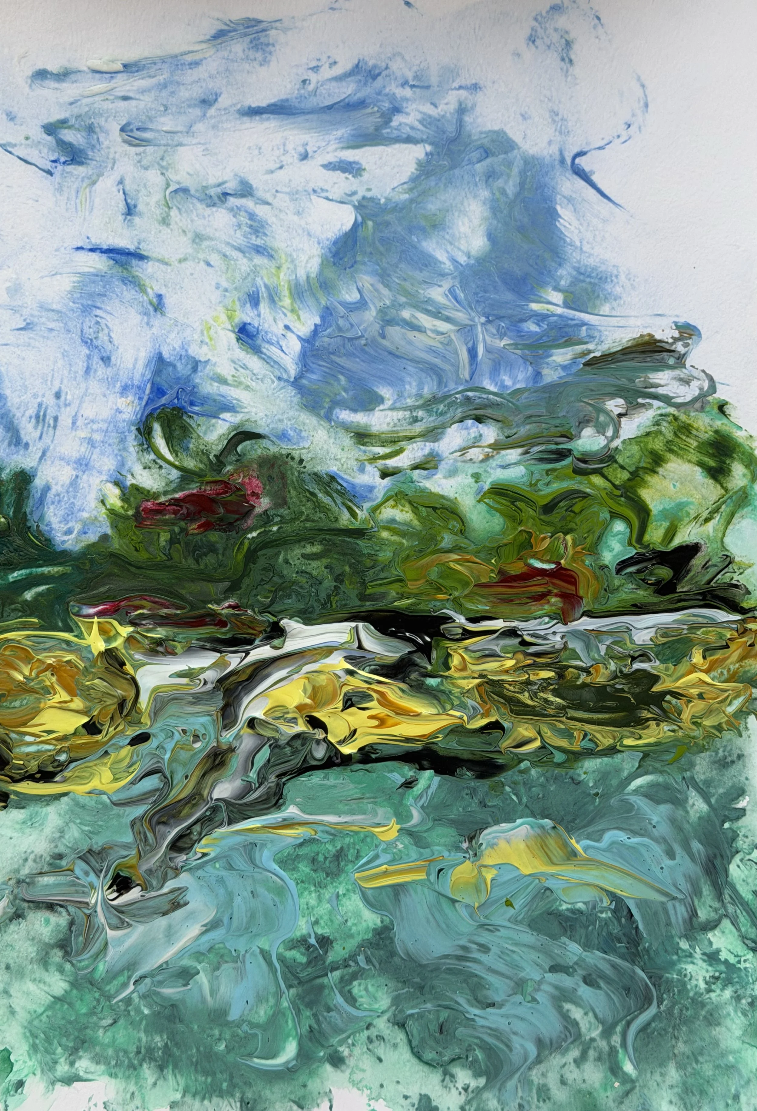 Wind across the meadow,
Acrylics on paper
20x30 cm 