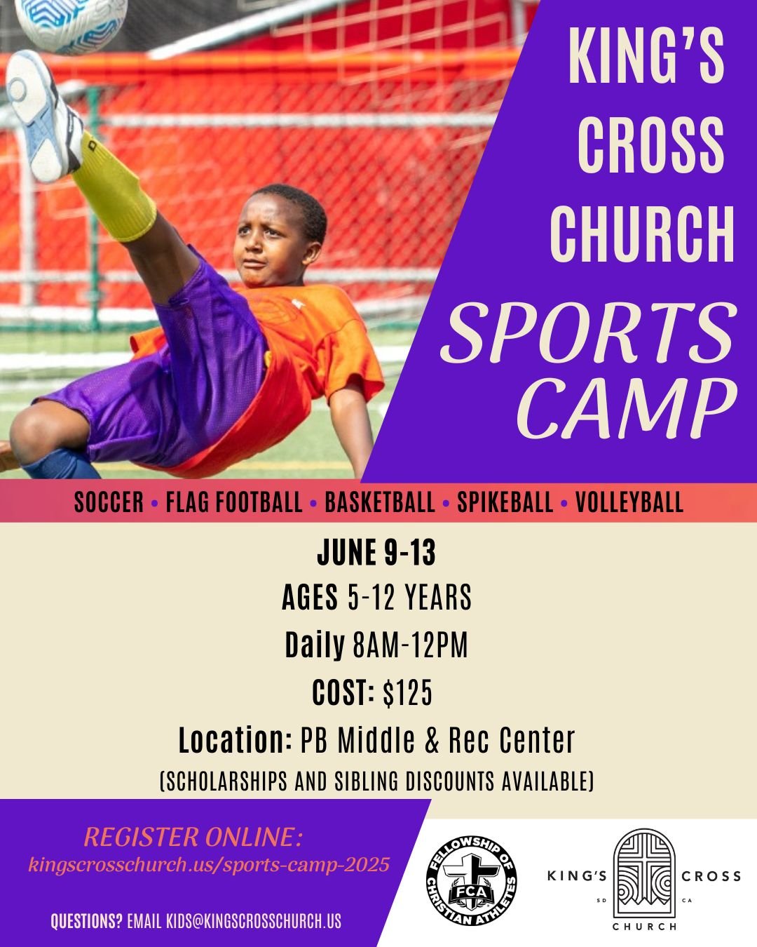 🎉 Summer Sports Camp is here!
📅 June 9&ndash;13 | 🕗 8am&ndash;12pm
📍 Pacific Beach Middle School &amp; Rec Center

We&rsquo;re teaming up with Fellowship of Christian Athletes to host a high-energy, Christ-centered week for kids to stay active, t